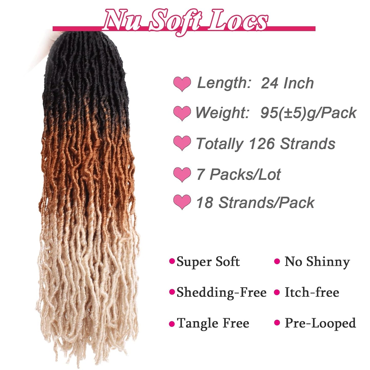 Faux Locs Crochet Hair - 18 Inch Pre-Looped 7 Packs Soft Natural Black Goddess Locs for Women