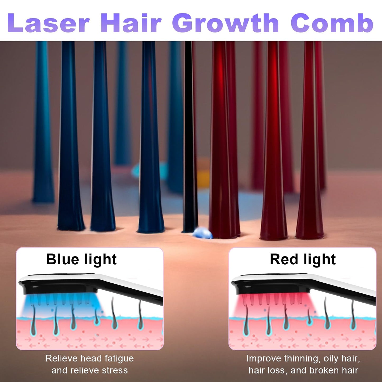 Laser Hair Growth Comb - Handheld Hair Growth Comb Device Promotes Hair Growth for Thicker, Healthier Hair