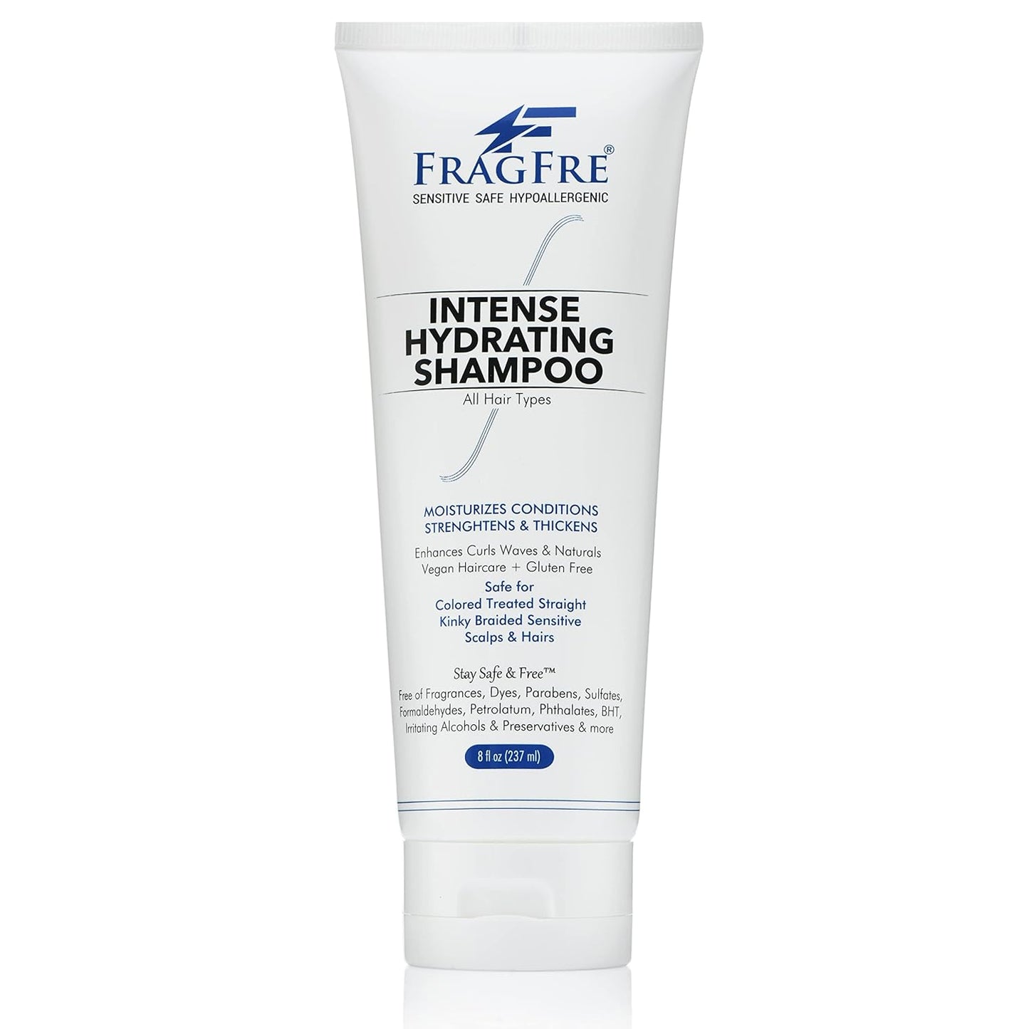 Fragrance-Free Intense Hydrating Shampoo 8 oz | Sulfate-Free, Vegan & Hypoallergenic for Dry, Color-Safe Hair