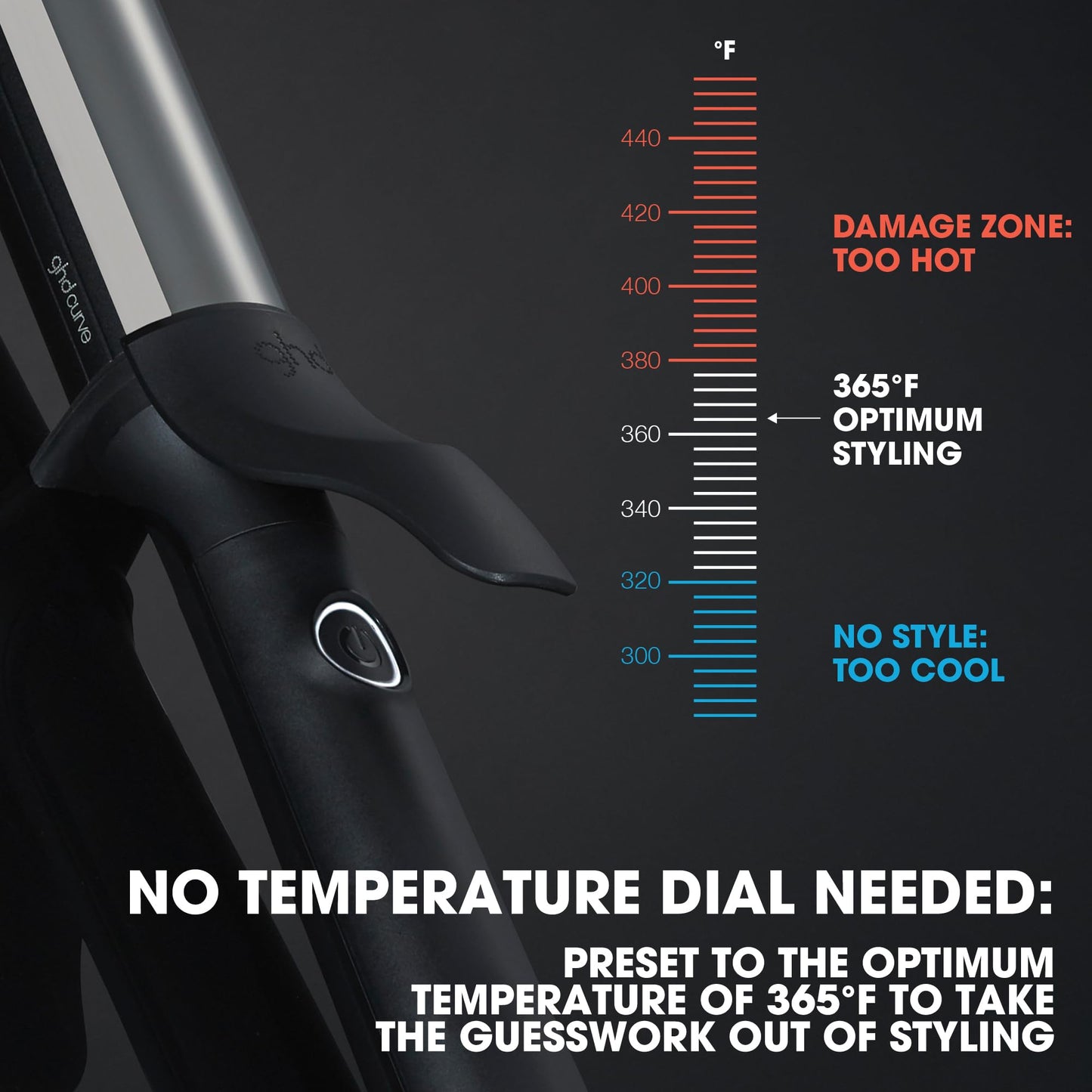 ghd Curve Soft Curl Iron - 1.25” Ceramic Curling Iron for Long-Lasting Volume, Soft Curls and Waves - 365ºF Safe Heat Technology with Fast Heat-Up, Cool Tip and Auto Sleep Mode - Black