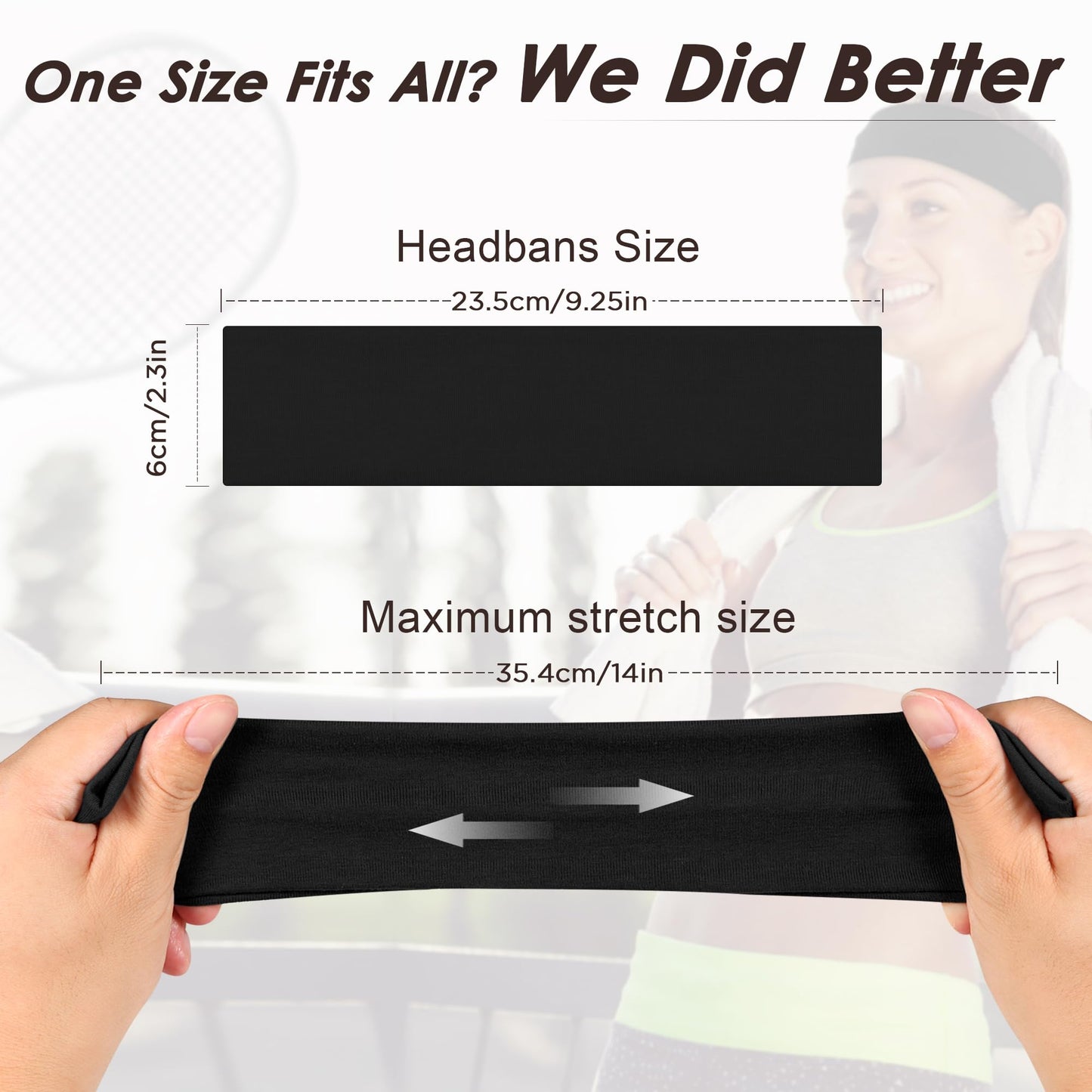 8 Pack Headbands for Women Non Slip - Stylish Sports Hair Bands for Women's Hair - Soft Cotton Cloth Stretchy Headbands for Women for Yoga, Outdoor Exercise Running