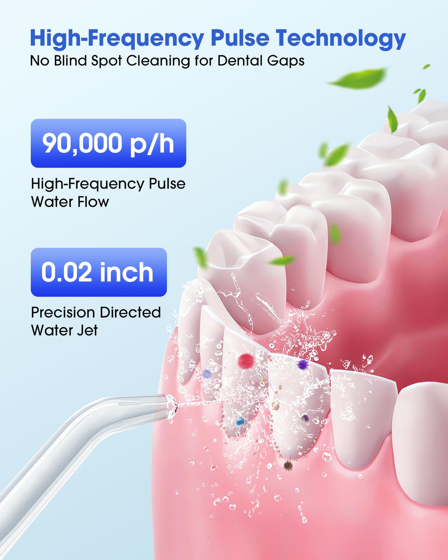 Water Dental Flosser, Portable Oral Irrigator with 10OZ Water Tank, 7X Deep Cleaning, 5 Nozzle Options, IPX7 Waterproof, Travel-Friendly