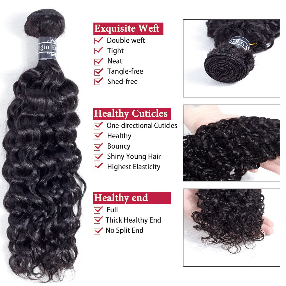 Amella Hair 8A Brazilian Curly Virgin Kinky Human Hair Weave 3 Bundles (14 16 18 Inch, 285g) Unprocessed Weft Extensions Natural Black