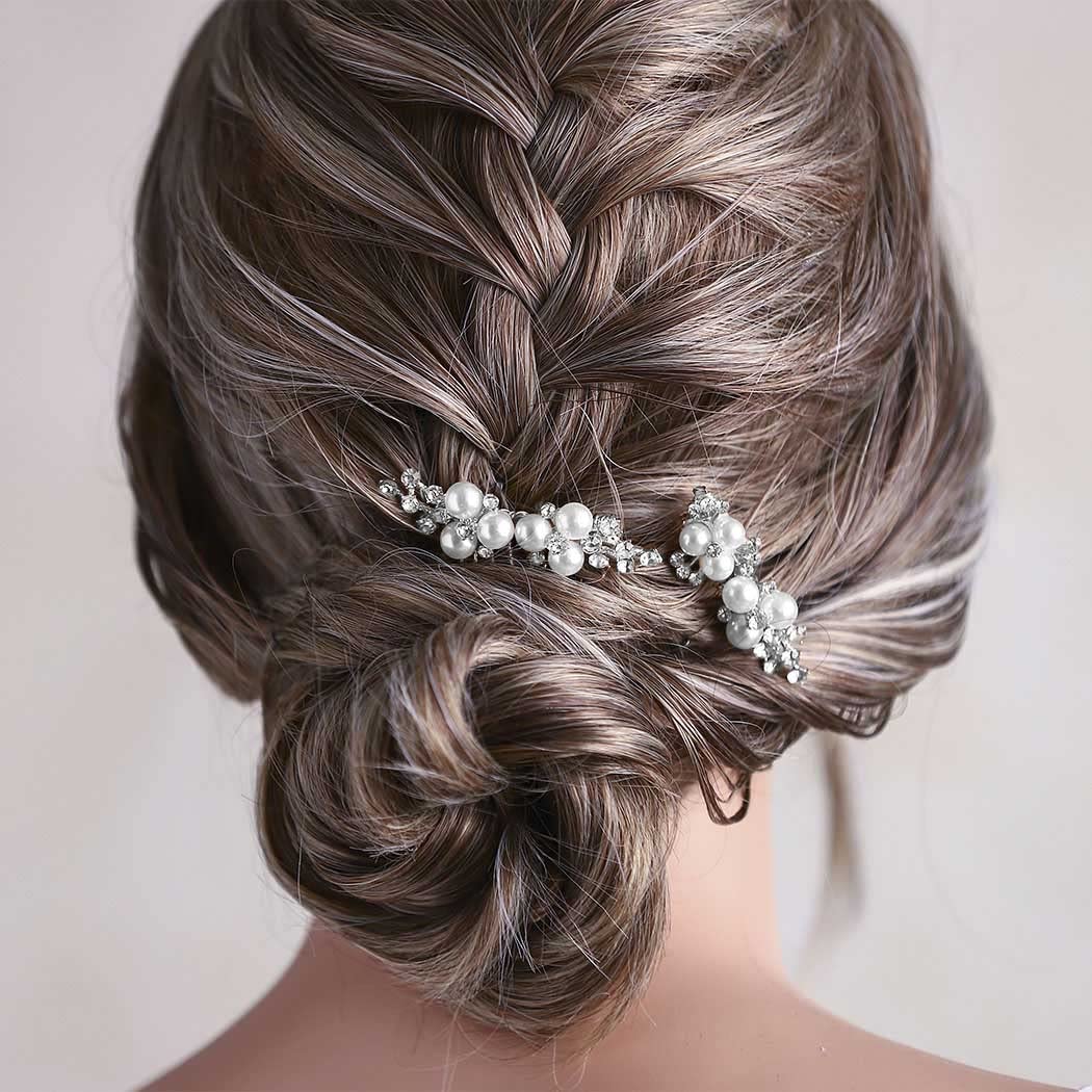 Brishow Pearl Rhinestone Hair Comb Silver Wedding Hair Clip Bridal Hair Accessories for Women and Girls