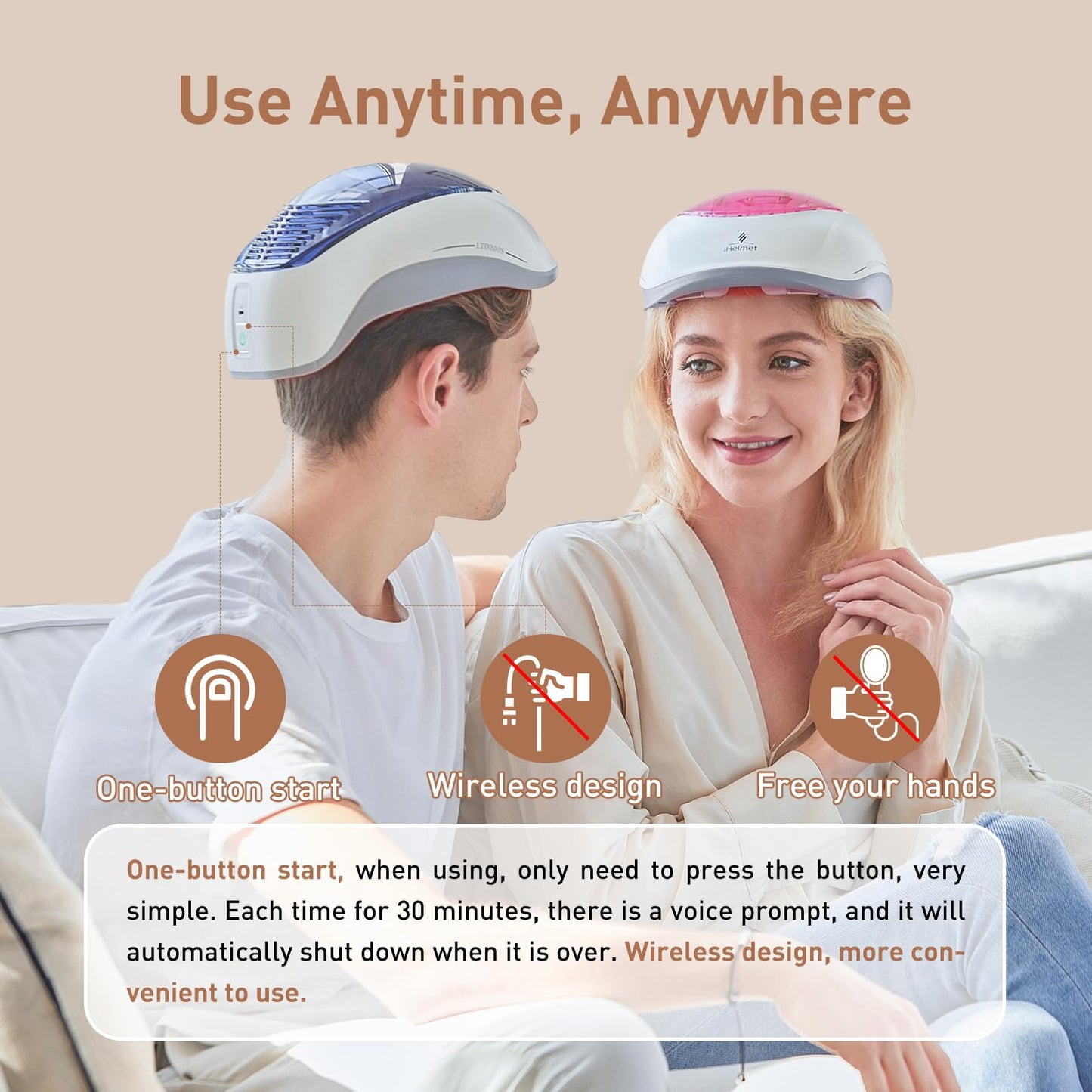 iHelmet Laser Hair Growth System (FDA Cleared), Hair Regrowth Helmet & Laser Cap, Hair Loss Treatment for Men and Women, Low Level Laser Therapy for Hair Growth, Anti-Thining Treatment,36 Pink