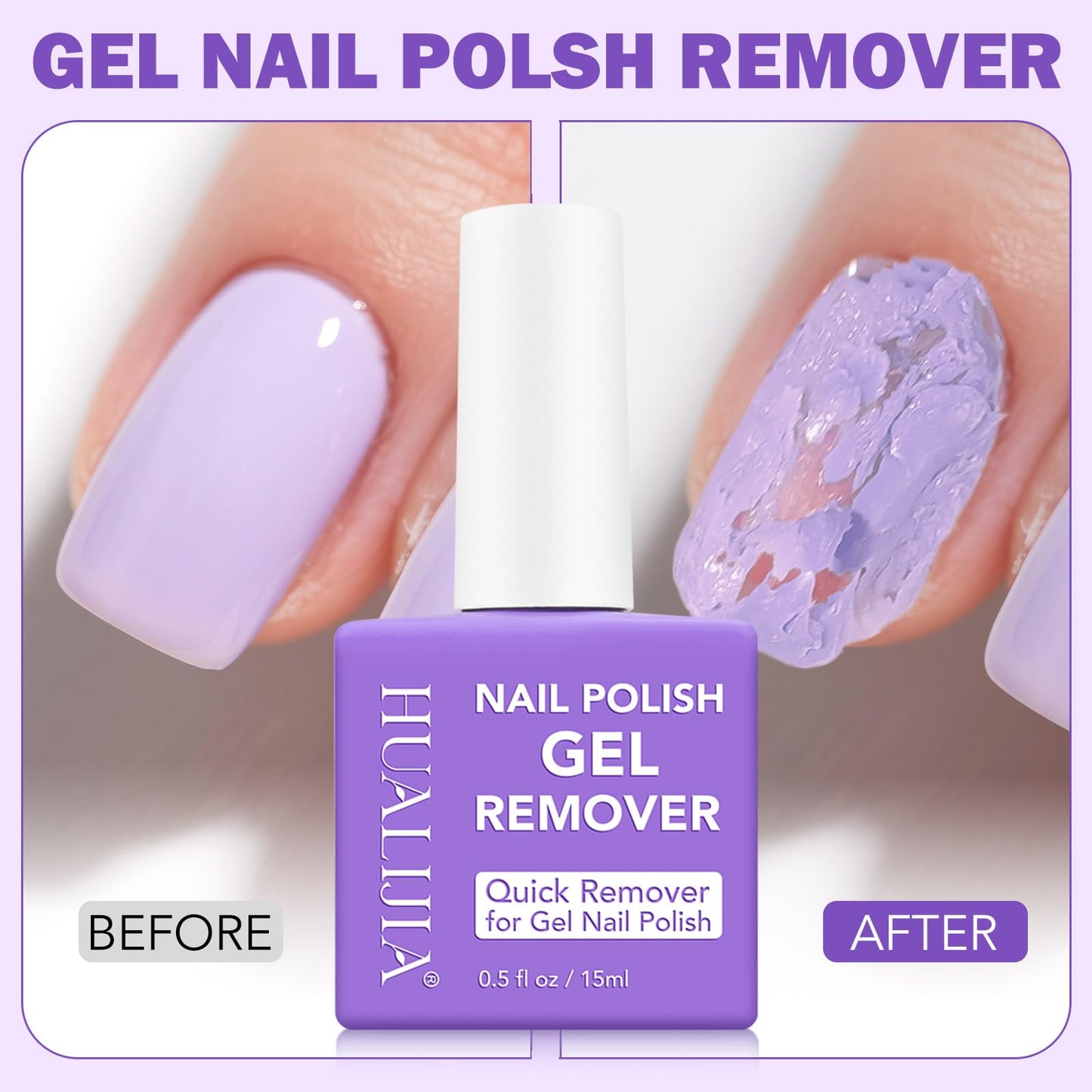 Gel Nail Polish Remover, Gel Polish Remover Kit - Quickily and Easily Removes Gel Nail Polish at Home in 2-5 Mins - No Need for Foil, Soaking or Wrapping,15ml