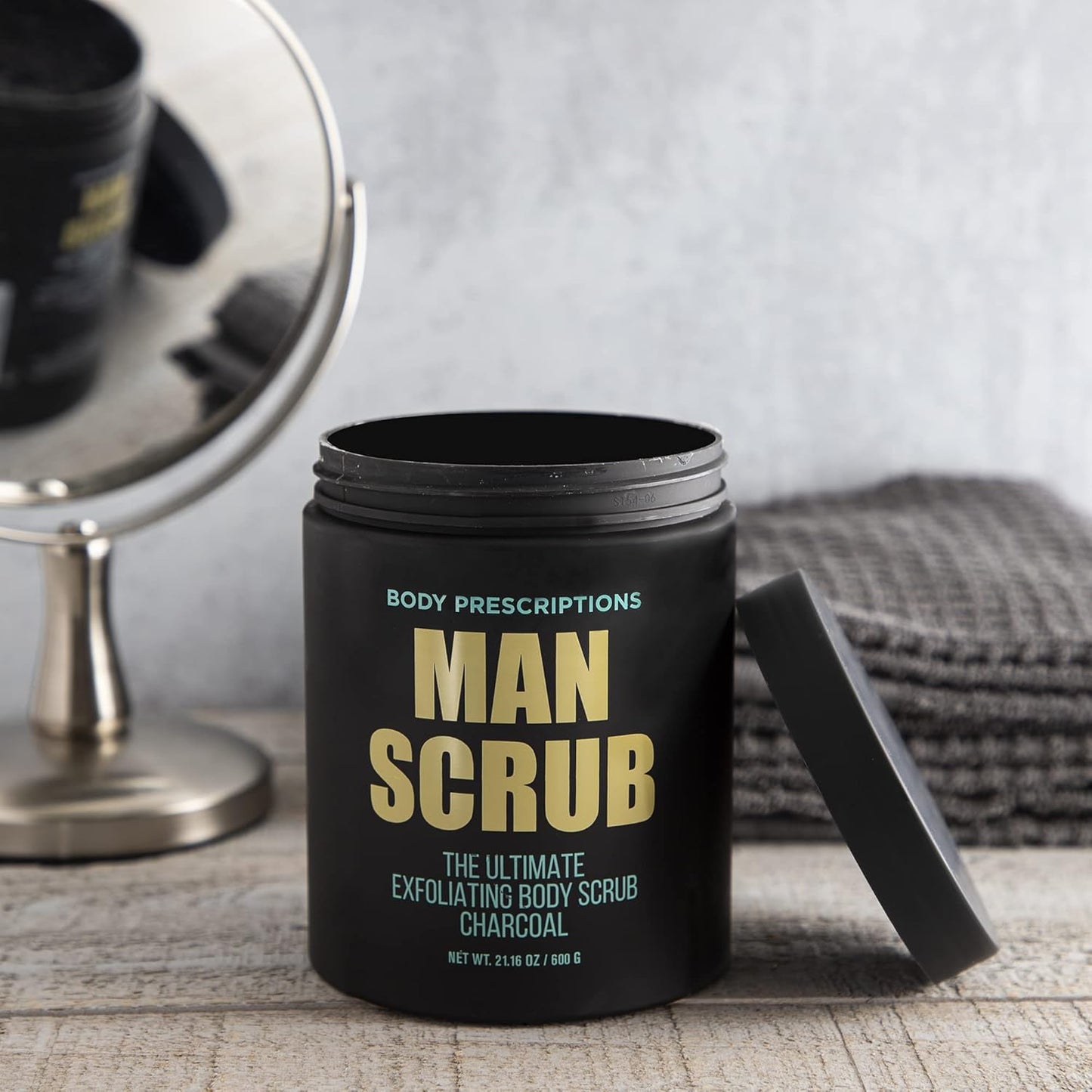Men’s Charcoal Exfoliating Body Scrub – 21oz Cleansing Wash for All Skin Types