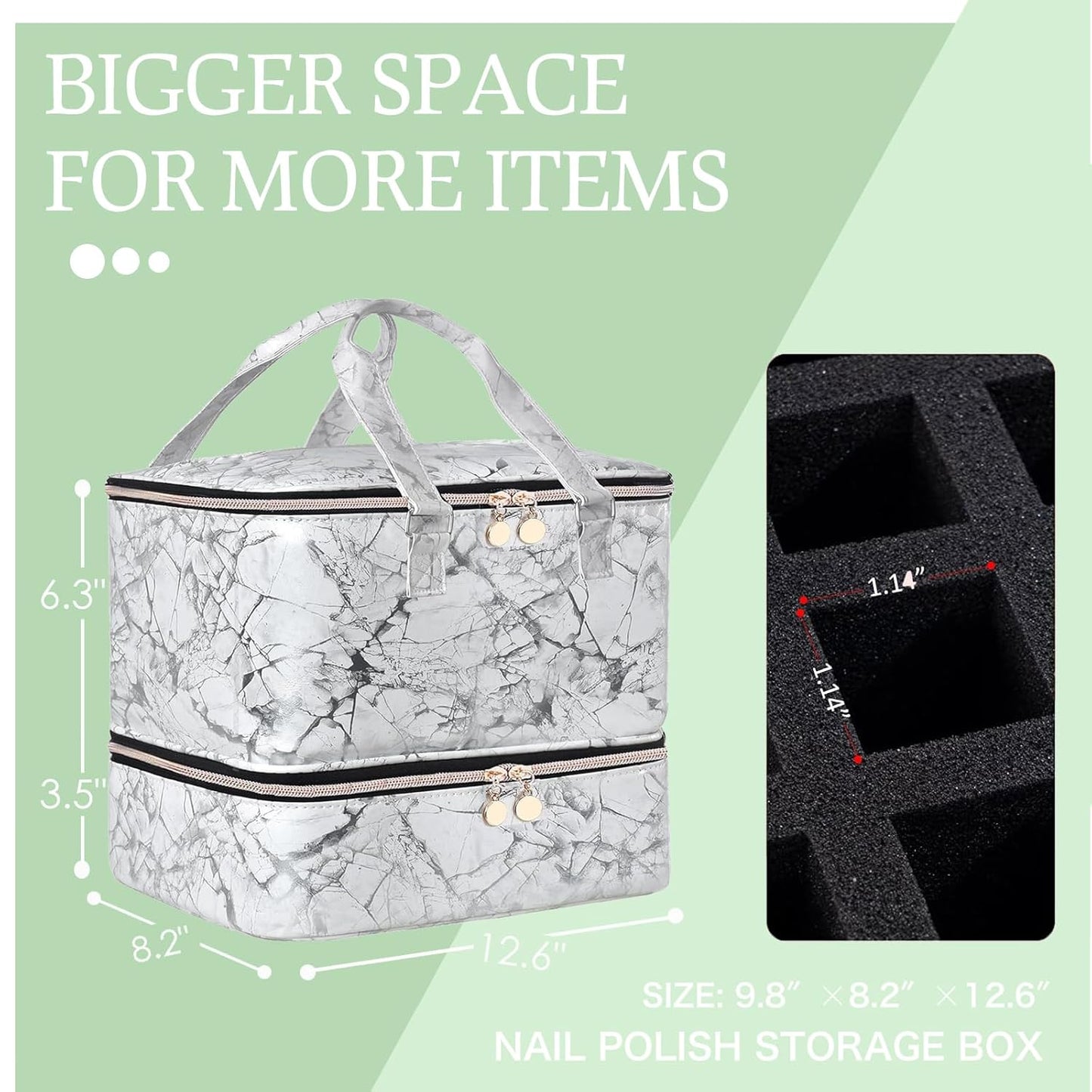 Nail Polish Organizer Bag with Travel Case for 30+ Bottles & Nail Lamp - Purple