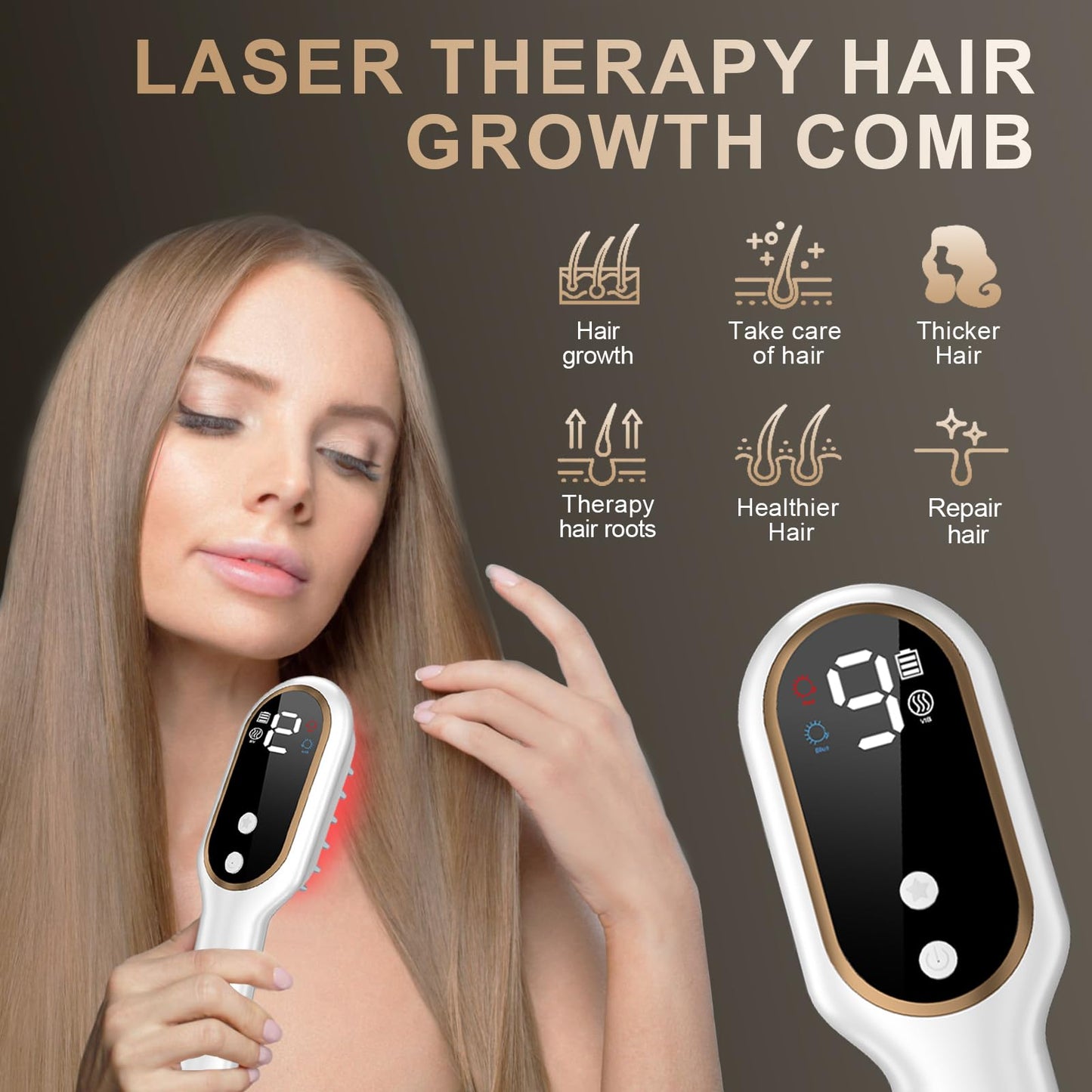 Laser Hair Growth Comb - Laser Light Therapy for Hair Growth, Handheld Scalp Laser Device for Thicker, Healthier Hair