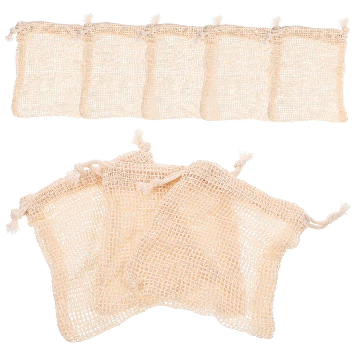 Hoement 8pcs Cotton Soap Storage Bags Drawstring Foaming Pouches for Bathing Exfoliating Mesh Soap Holders Convenient Shower Accessory for and Easy Drying