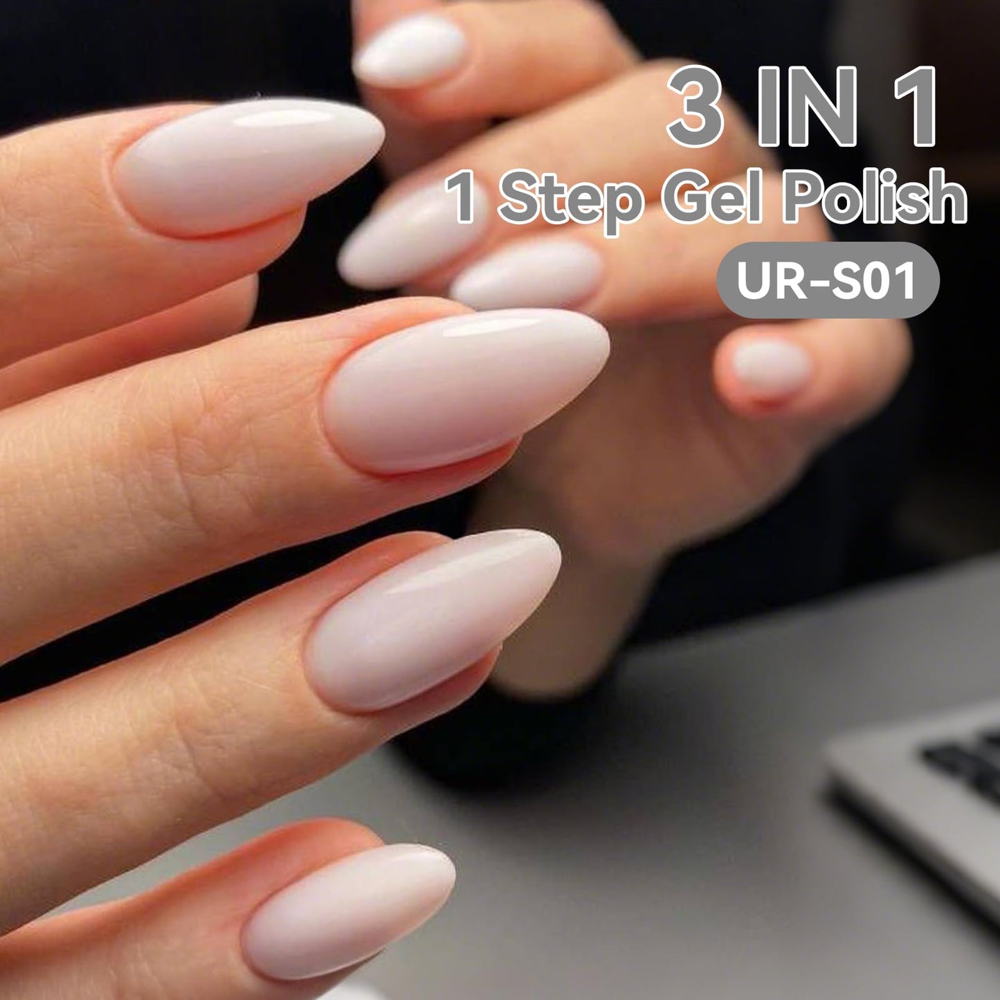 UR SUGAR Milky Wihte Gel Nail Polish - 12ml (0.4 Fl Oz) All-in-One Step Gel Polish Soak Off LED/U V Lamp DIY Salon Manicure at Home Long Lasting Glossy Finish Home Nail Salon Gift for Women & Girls