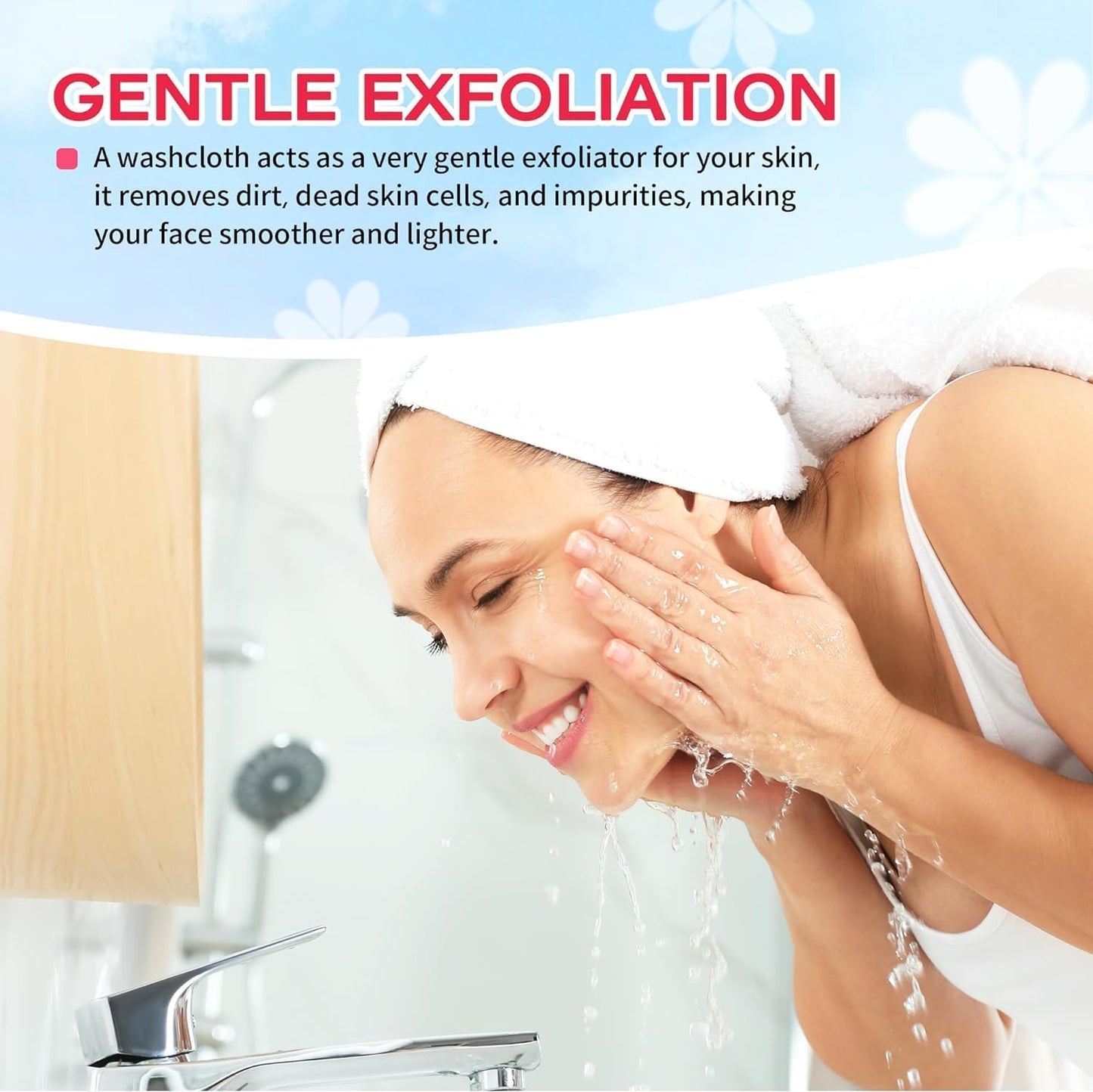 Microfiber Washcloths 50 Pack - Soft, Lint-Free Quick-Dry Face Towels for Gym, Bathroom & Kitchen