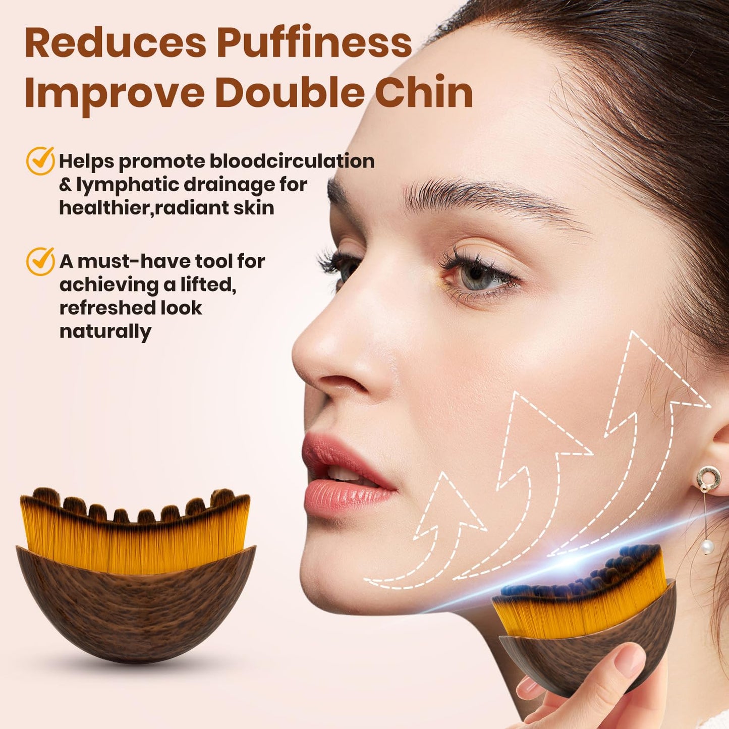 2Pack Lymphatic Contour Face Brush, Lymphatic Drainage Brush, Dry Brushing Face Brush, Lymphatic Drainage Massager for Face, Designed for The Face Gentle Enough for Daily Use(2pcs Brown)