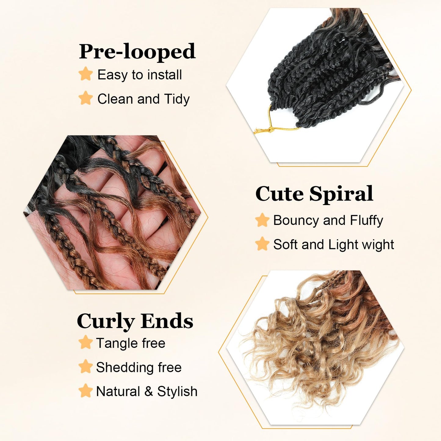 Yewell Goddess Box Braids Crochet Hair 10 Inch Boho Crochet Box Braids With Curly Ends,9 Packs Bohomian Box Braids Crochet Hair For Black Women Pre Looped Box Braids Crochet Hair (10Inch,1B/30/27)