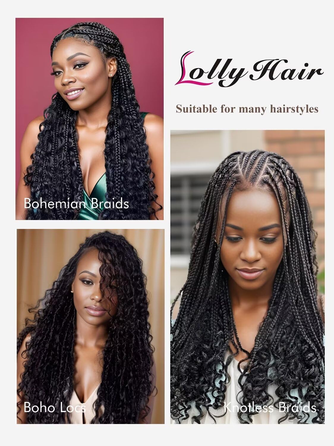 Human Braiding Hair, Boho Braids Human Hair 1 Bundle 50g 18 Inch Deep Water Wave Bulk Human Hair for Braiding No Weft 12A Brazilian Virgin Curly Human Hair Extensions for Wet and Wavy Braiding Hair