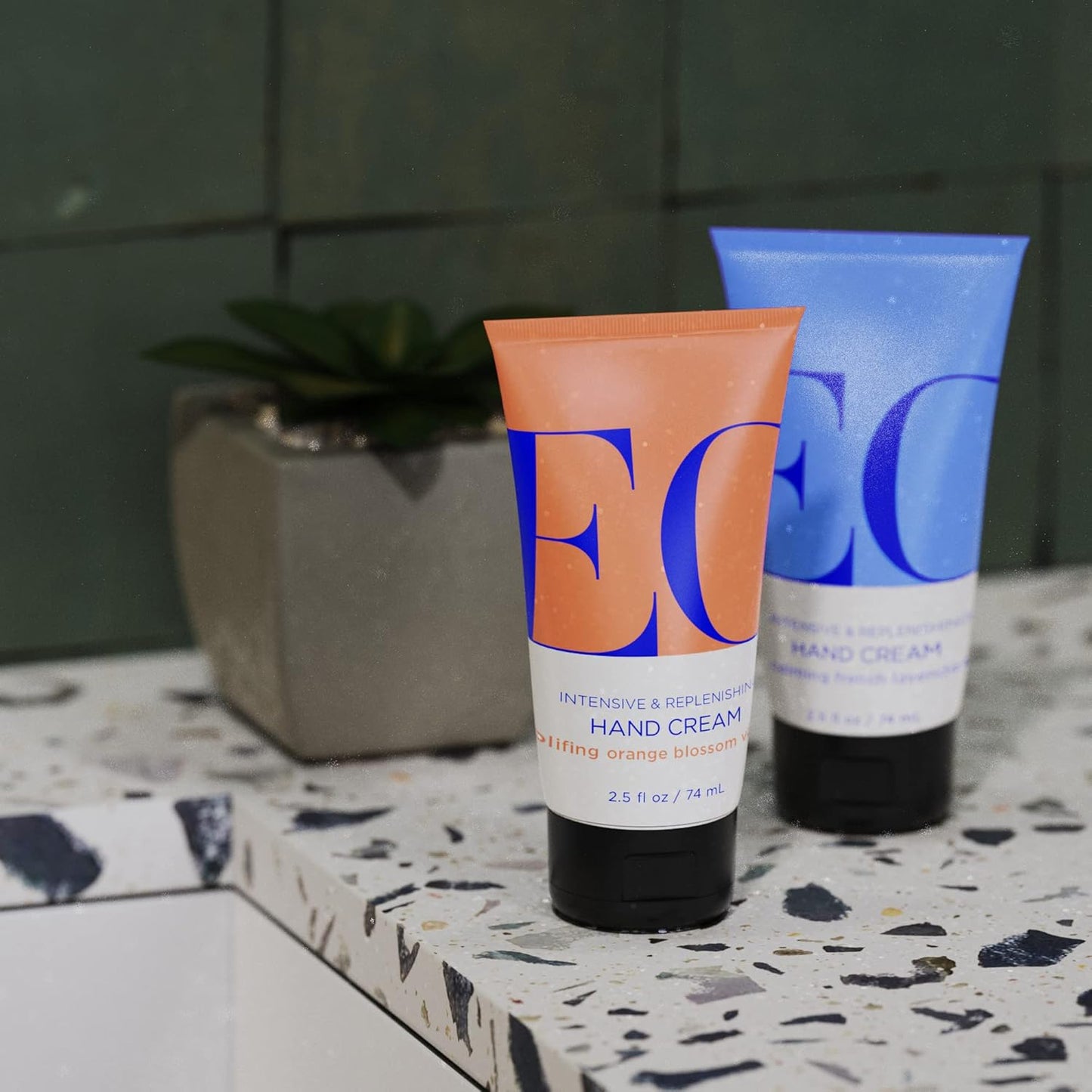 Organic EO Hand Cream - 2 Pack, 2.5 oz | Orange Blossom & Vanilla Moisturizer for Dry Skin