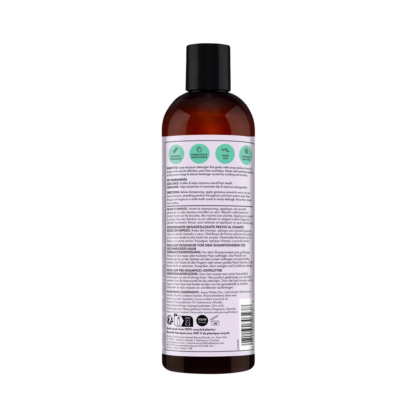HASK Mega Slip Pre-Shampoo Detangler with Aloe Juice & Squalane for Wavy, Curly, Coily & Kinky Hair, Moisturizes, Adds Slip, Reduces Breakage, Vegan, Sulfate-Free, Cruelty-Free – 12 fl oz