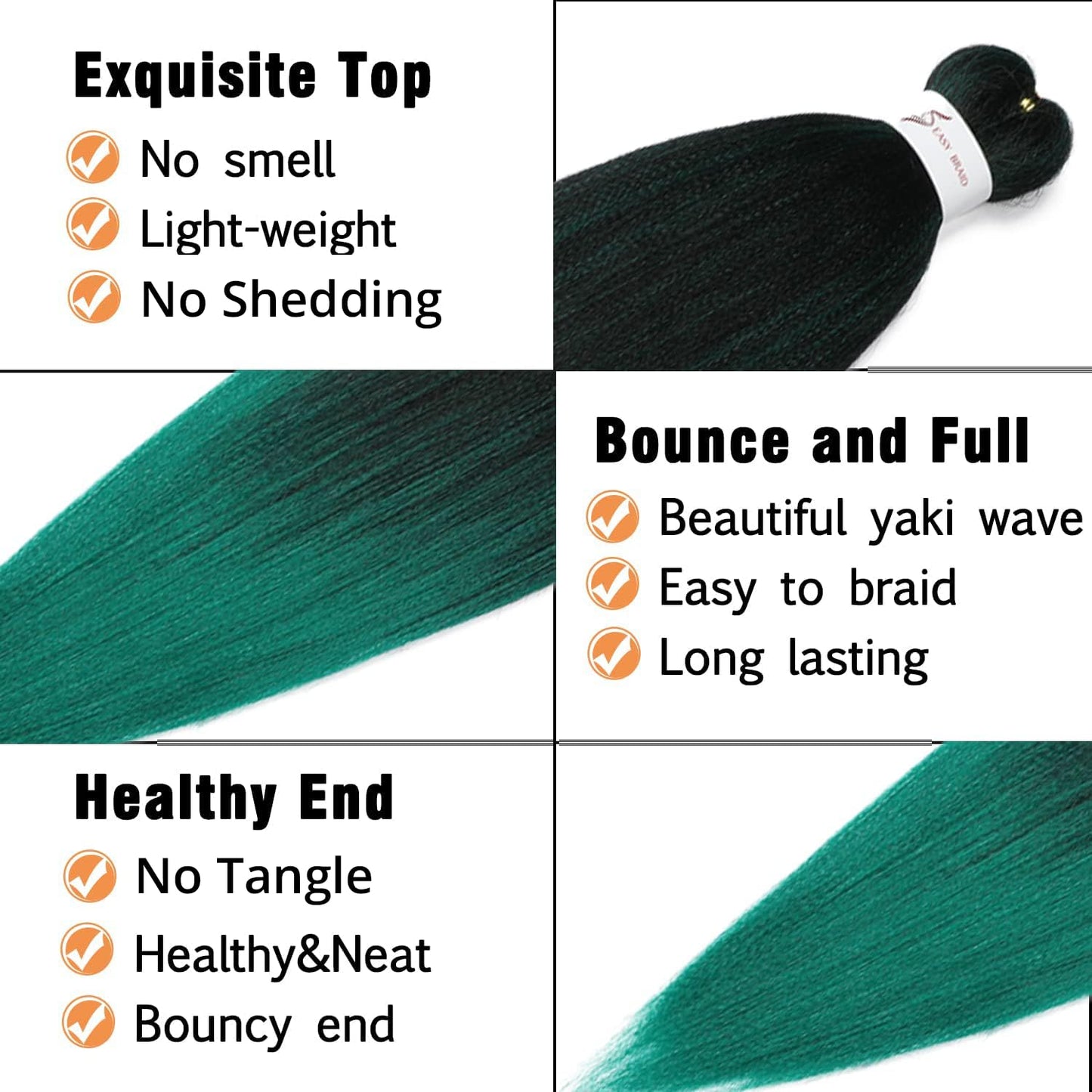 8 Packs 20-Inch Ombre Pre-Stretched Braiding Hair - Soft Yaki Texture Extensions