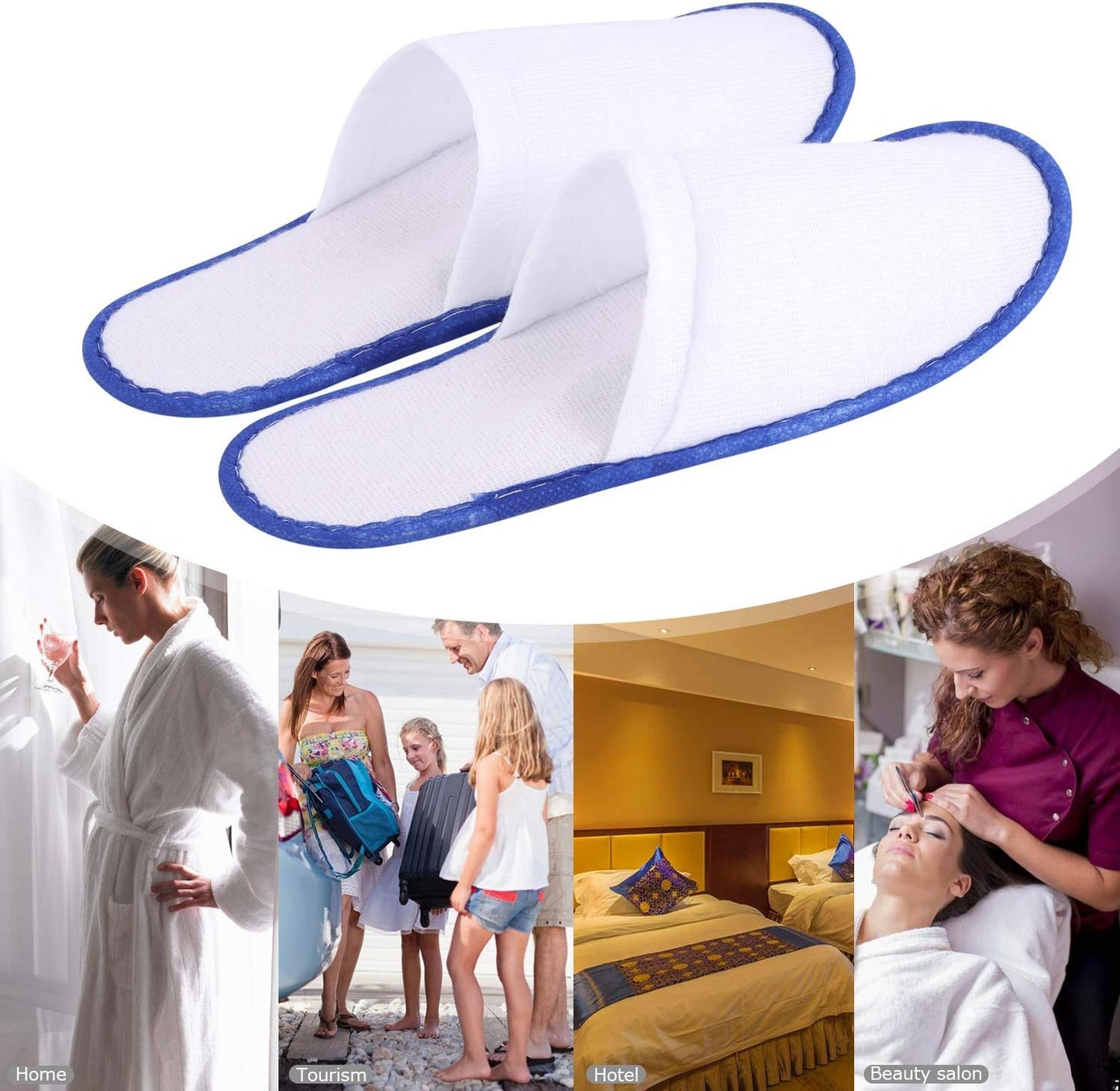 Disposable Spa Slippers for Hotel Guests - 24 Pairs Closed Toe Flip Flops, Super Comfort