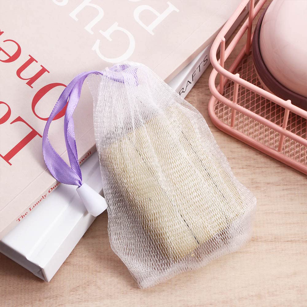 10 Pcs Foaming Mesh Bag, Portable Face Cleansing Foaming Nets Hangable Mesh Soap Pouch, Bubble Foam Double Layer Net with Drawstring