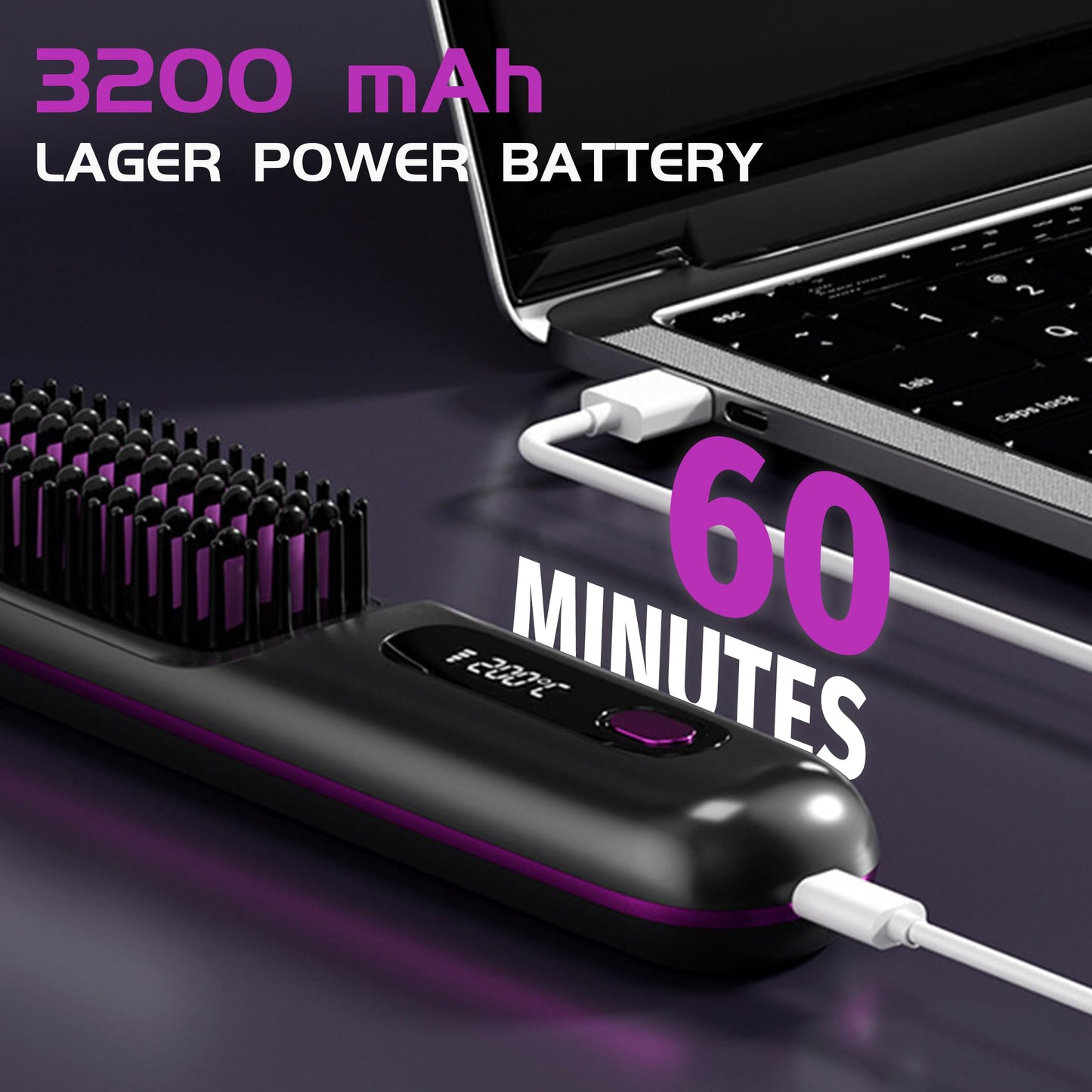Numoya Go Brush Pro - 2025 Upgrade Portable Straightener Brush for Travel, Cordless Hair Straightener Comb for Women, Pink