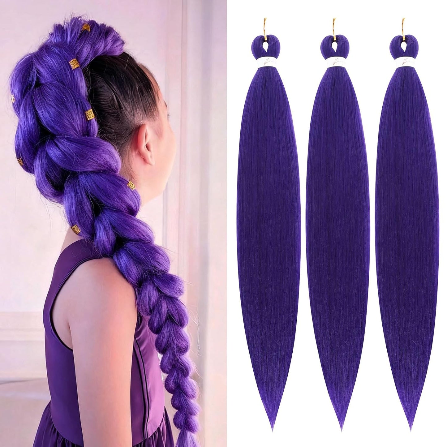 24-Inch Pre-Stretched Braiding Hair - 8 Packs Soft Yaki Texture for Crochet & Twists
