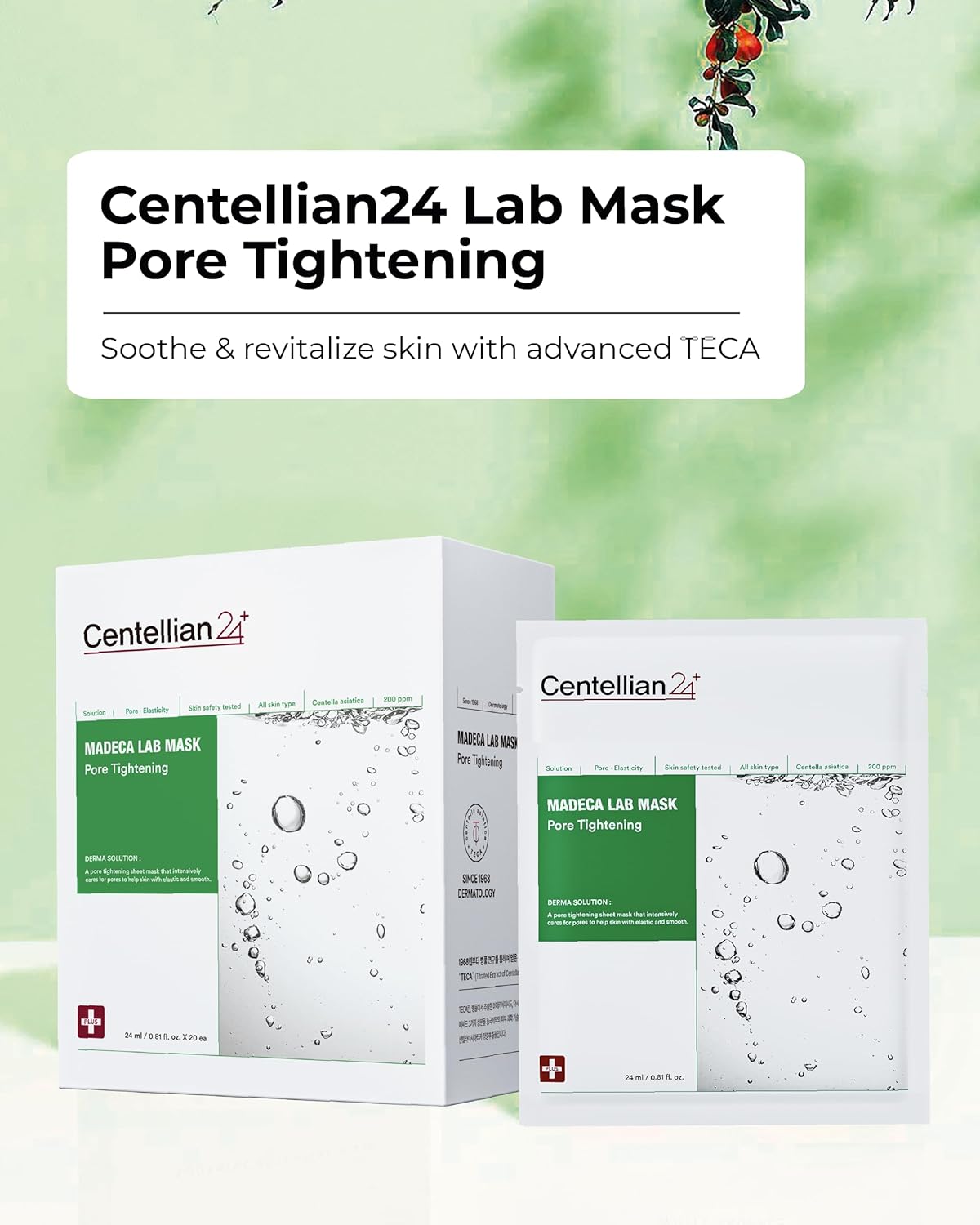 Madeca Mask 24 Pack - Wrinkle Revitalizing Face Sheet Masks with Centella Asiatica & Niacinamide for Skin Elasticity & Instant Lift