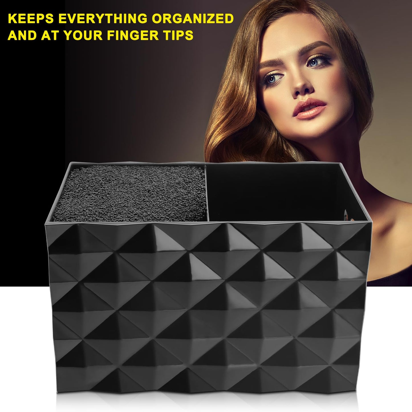 NICEMOVIC Barber Scissors Holder Box, Barber Accessories Barber Supplies, Professional Salon Hairdressing Scissors Rack Holder Storage Organizer for Hairstyling Combs Clips Brushes (Black)