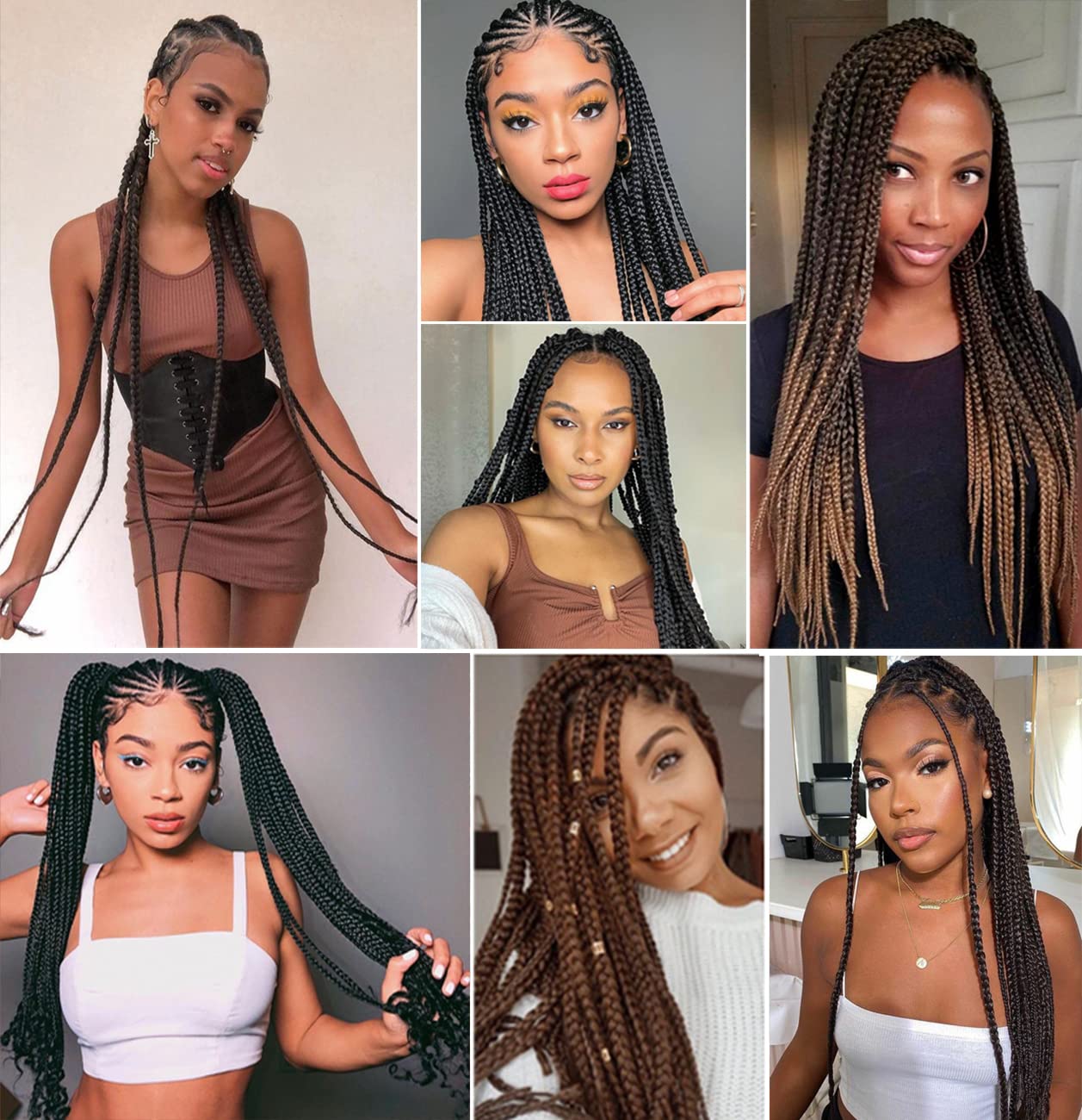 8 Packs 20-Inch Ombre Pre-Stretched Braiding Hair - Soft Yaki Texture Extensions