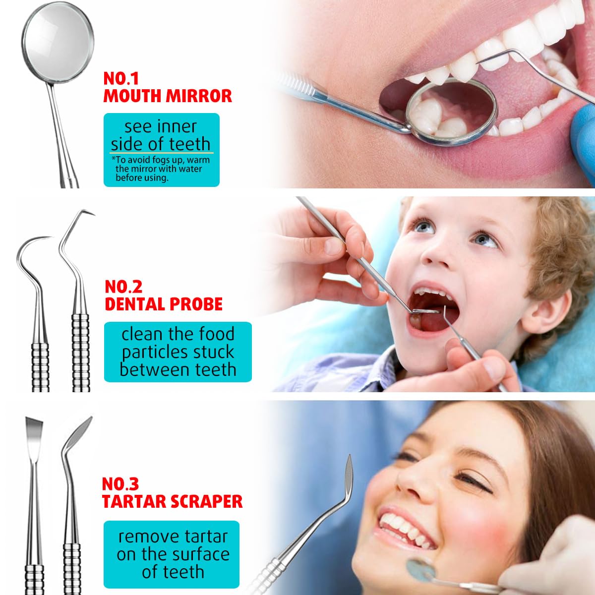 G.CATACC Dental Tools, Plaque Remover for Teeth, Metal Dental Pick Teeth Cleaning Tools Kit, Stainless Steel Oral Care Hygiene Kit with Tooth Scraper Plaque Tartar Remover - with Case