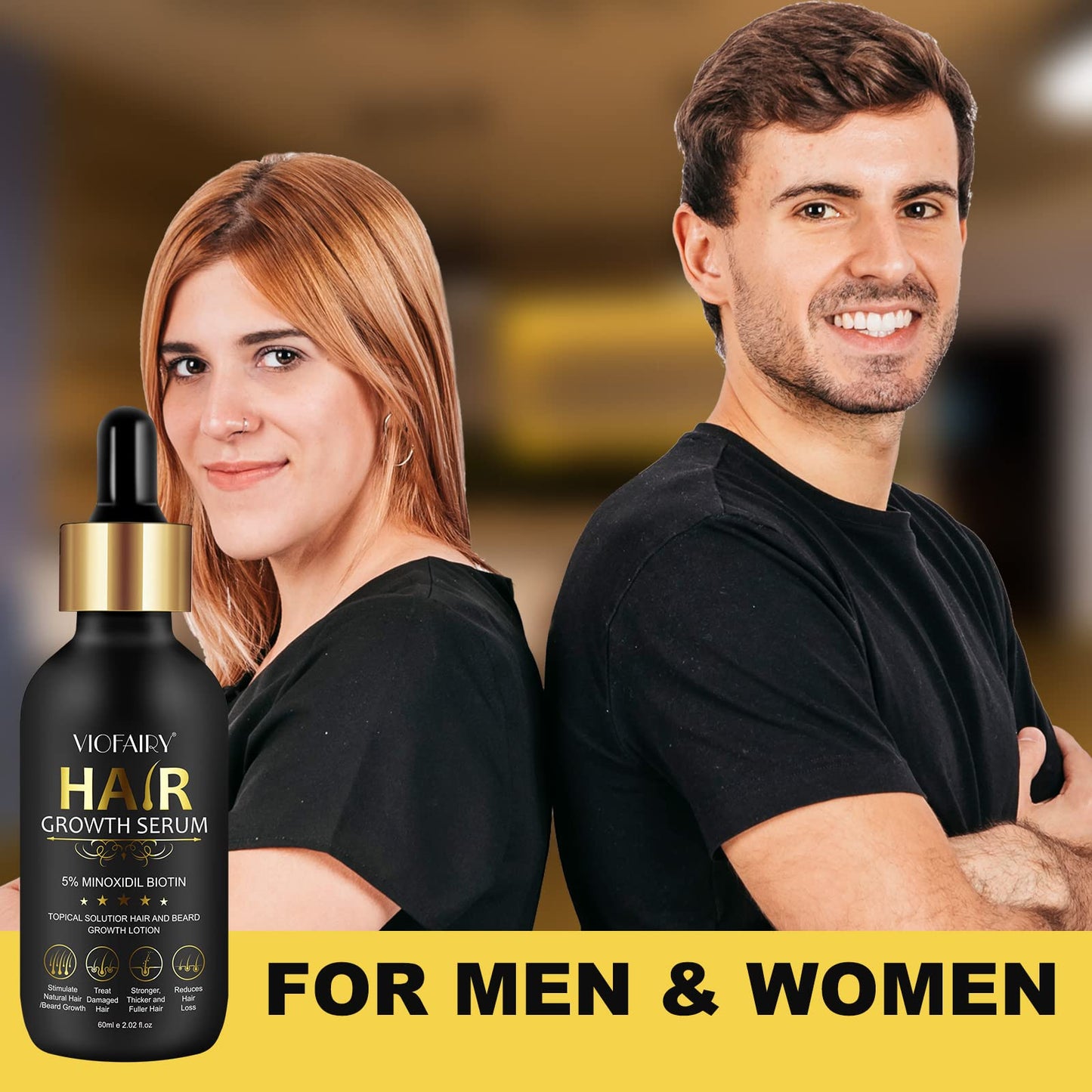 5% Minoxidil for Men and Women - Biotin Hair And Beard Growth Serum & 5% Minoxidil Treatment for Stronger Thicker Longer – Natural Growth Thickening Treatment - Stop Thinning & Hair Loss-1Month supply