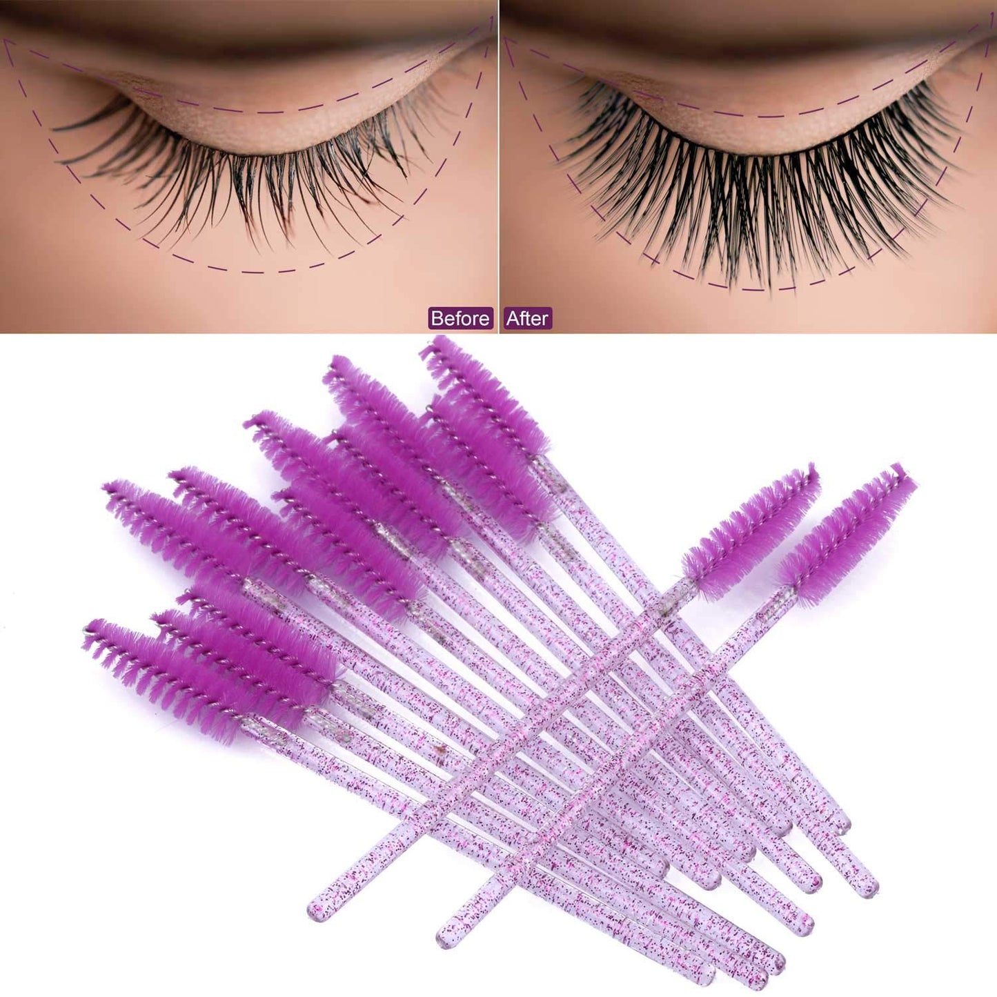 Disposable Mascara Wands - 1000 Colorful Eyelash Brushes & Spoolies for Extensions