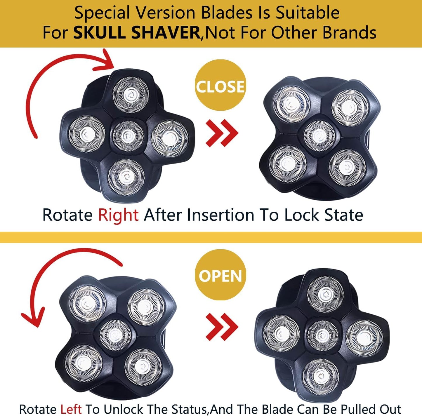 Skull Shaver Pitbull Platinum Pro Replacement Heads - Hypo-Allergenic Electric Razor Upgrade