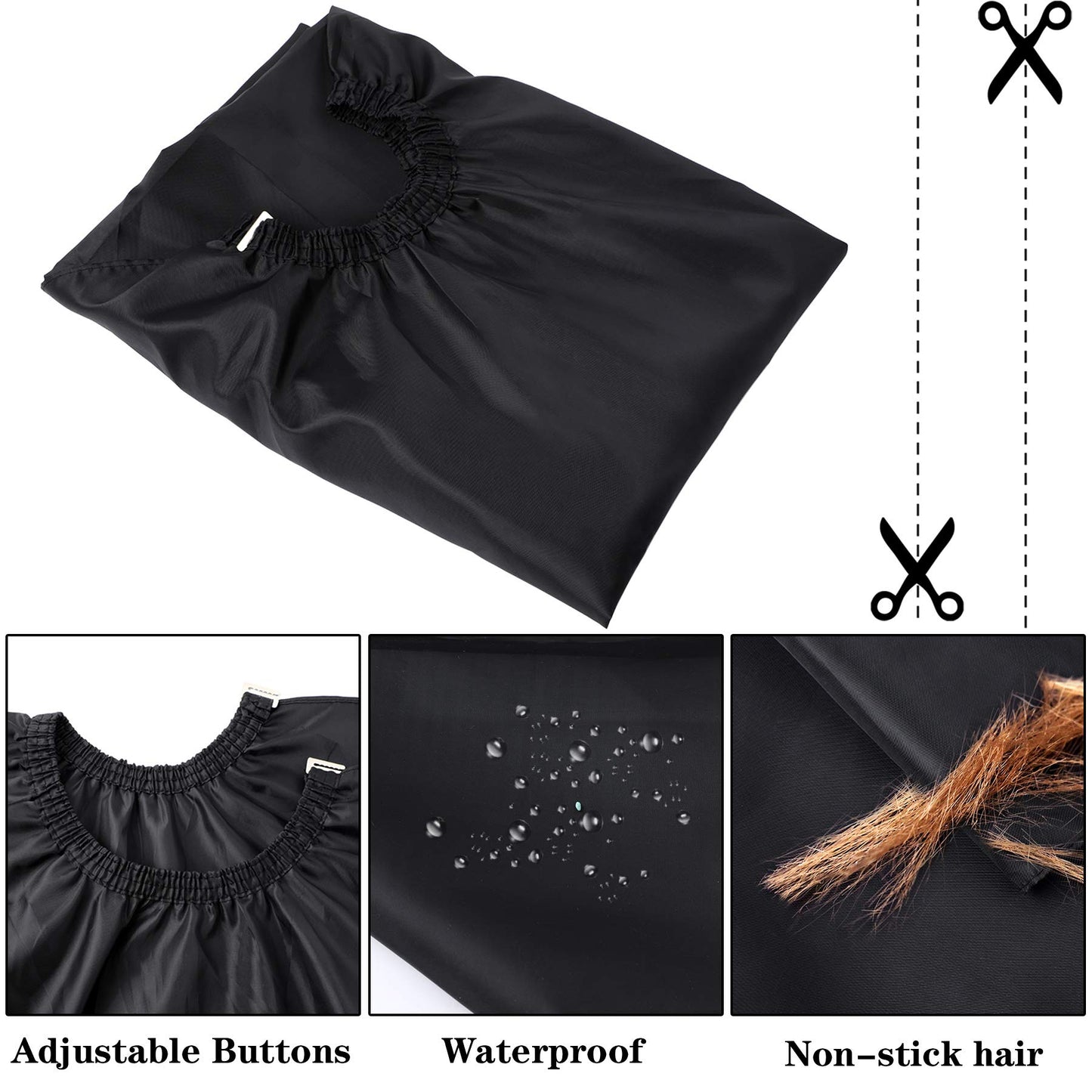 FEBSNOW Professional Hair Cutting Cape with Neck Duster Brush, Salon Barber Cape, Hair Cutting Accessories (Black)