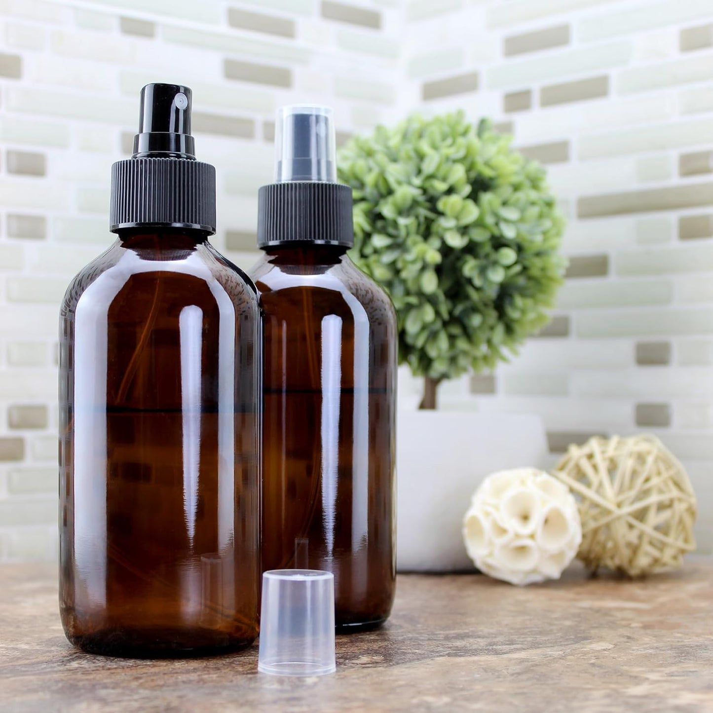 8-Ounce Amber Glass Spray Bottles (4-Pack) - Fine Mist Atomizers for Aromatherapy & DIY