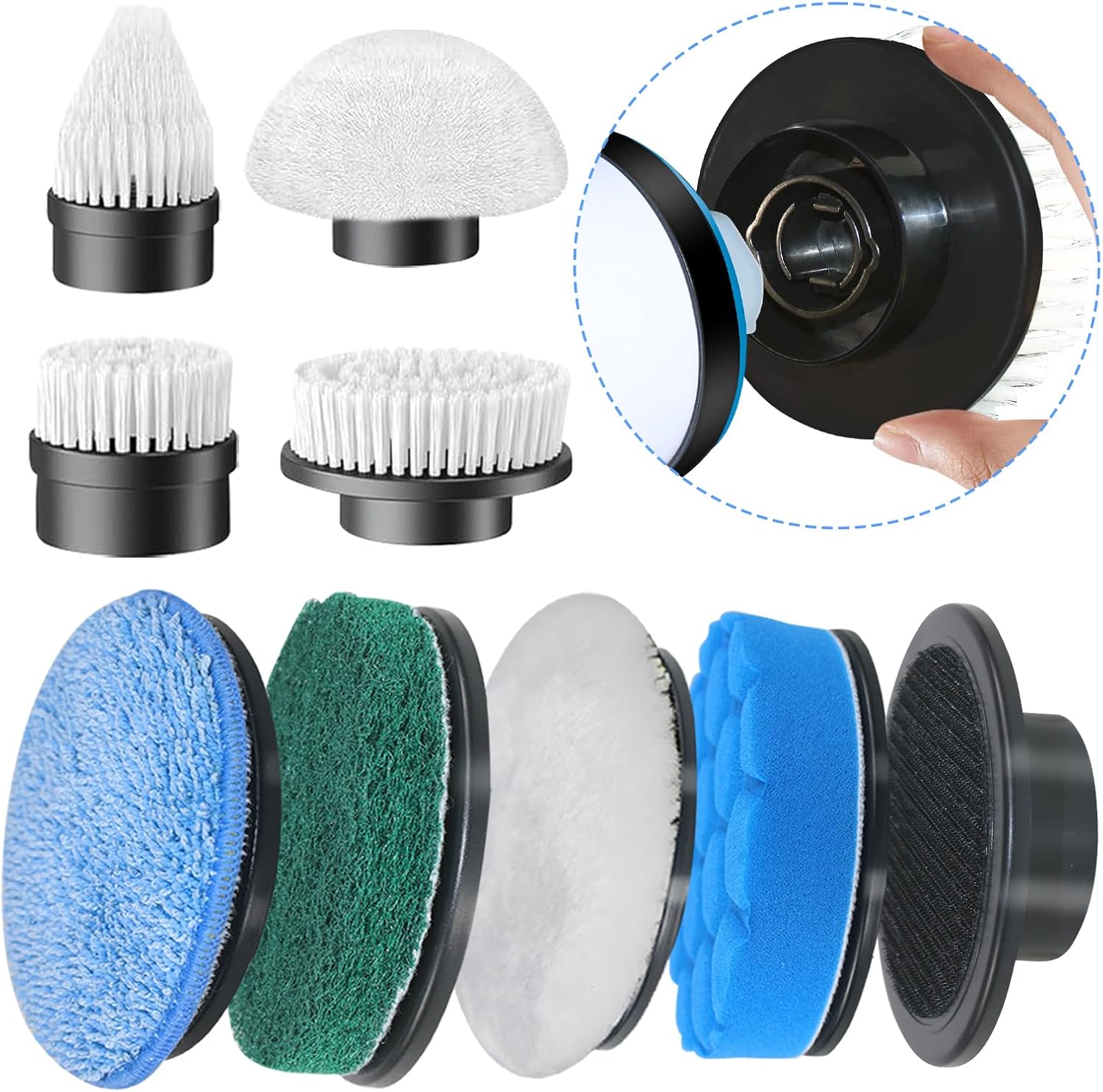 9-Pack Replaceable Brush Heads for Electric Spin Scrubber - Compatible with ANS-8051A & ANS-8050 for Bathroom & Kitchen Cleaning
