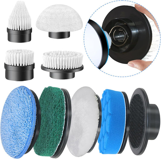 9-Pack Replaceable Brush Heads for Electric Spin Scrubber - Compatible with ANS-8051A & ANS-8050 for Bathroom & Kitchen Cleaning