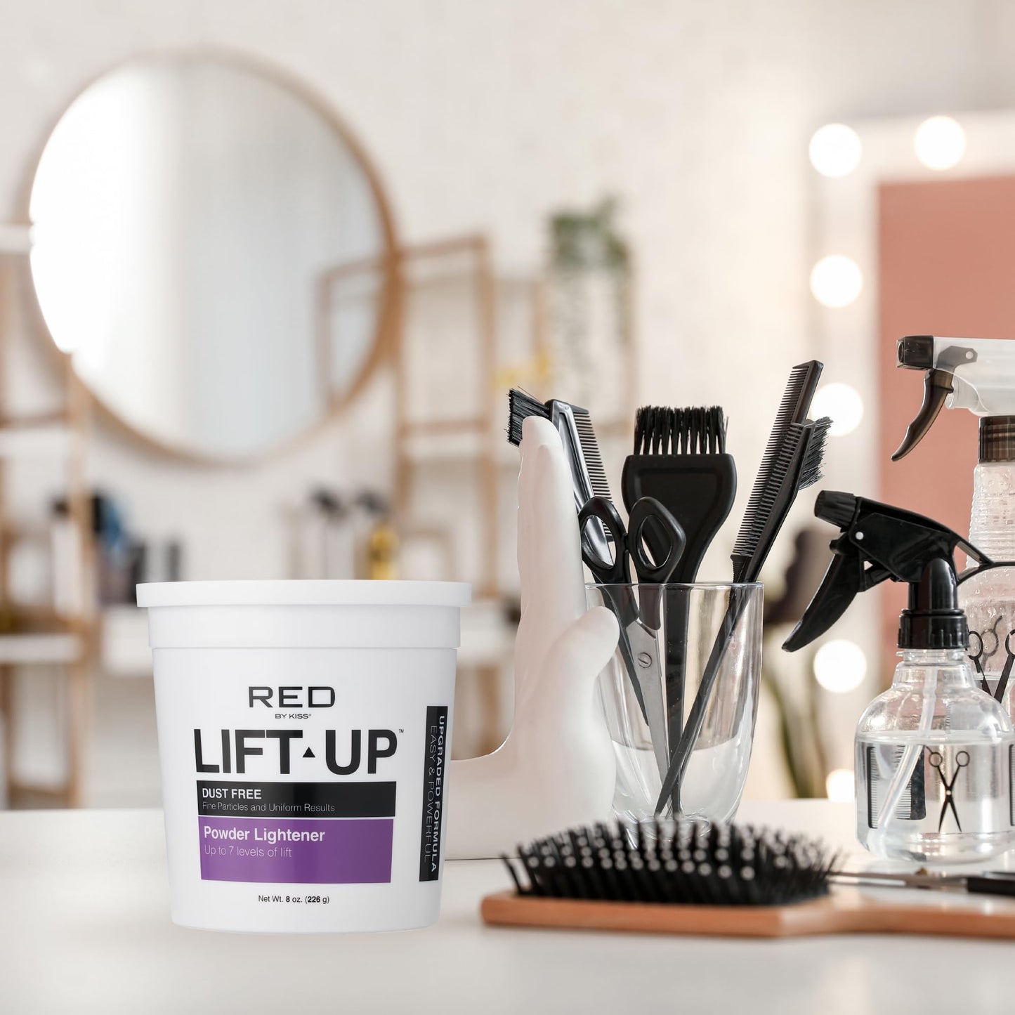 Red by Kiss Lift Up Hair Bleach Powder Lightener, Fine Particles for Easy Mixing & Application, Fast & Accurate Lifting to Levels 7-13, Collagen & Glucose Infused