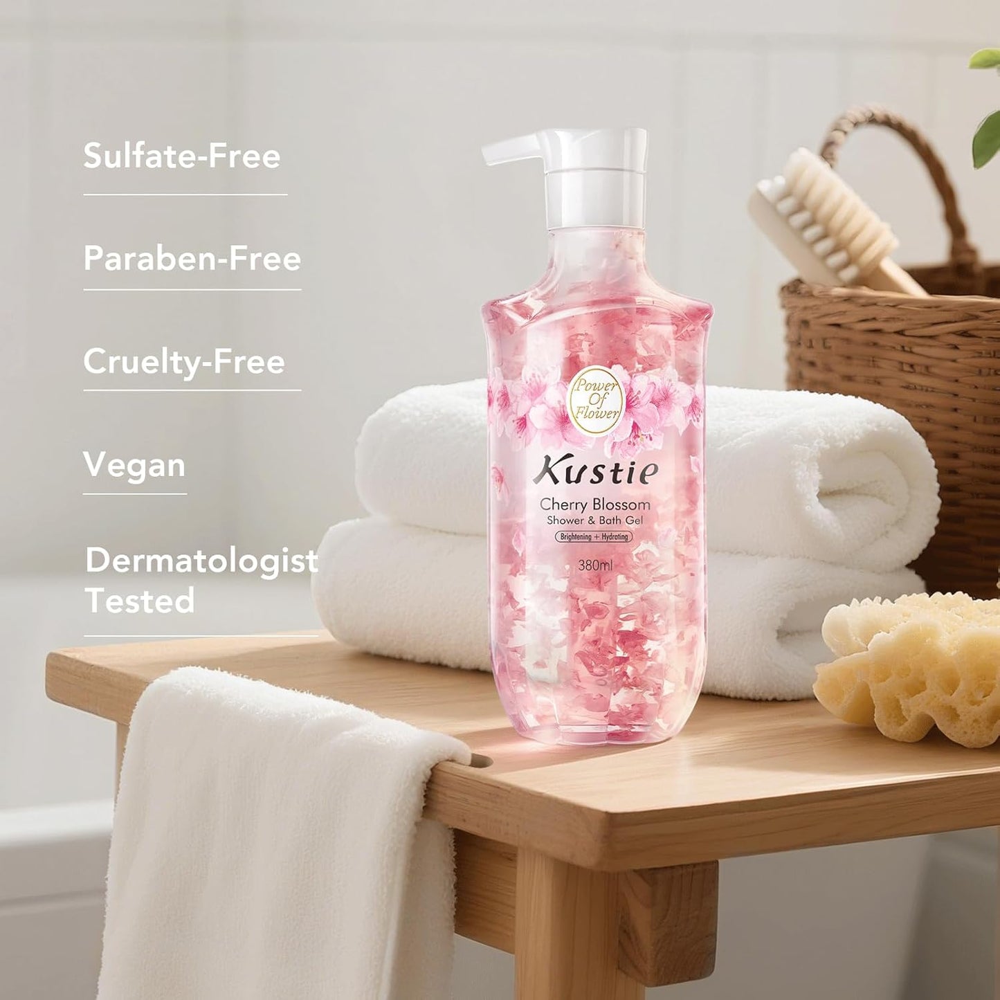 Rose Oil Anti-Aging Body Wash with Real Petals | Deep Moisturizing Shower Gel for Dry Skin, 16.9 fl oz