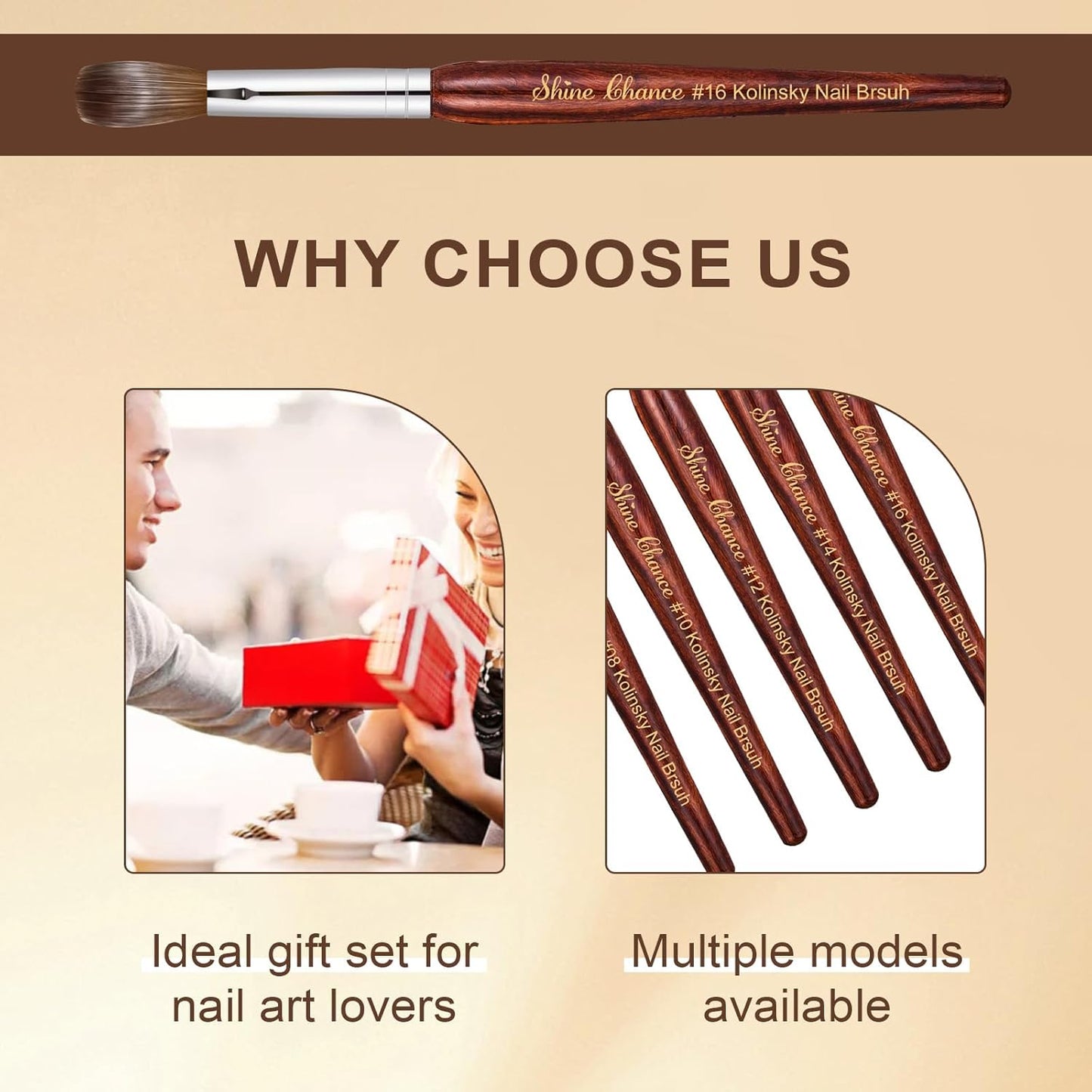 Professional Acrylic Nail Art Brush - Size 16 Kolinsky Hair Oval for DIY Salon