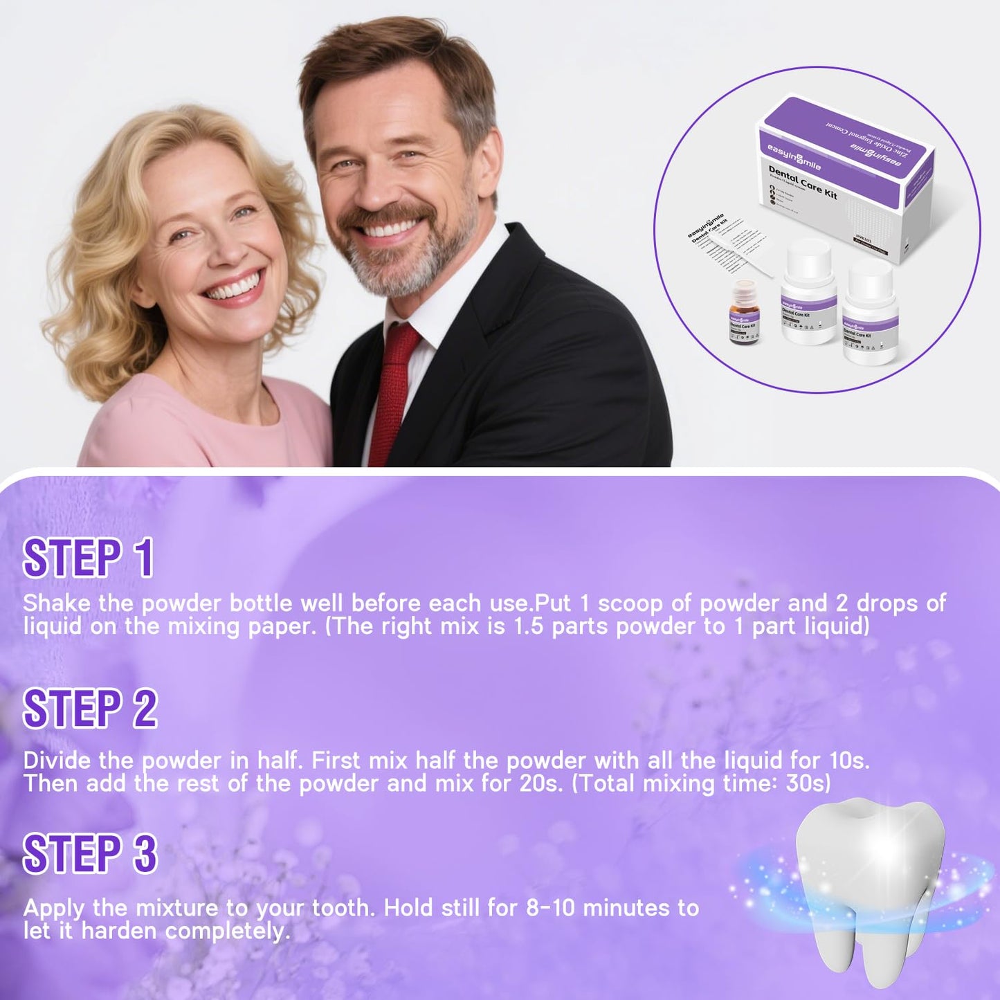 Dental Cement Temporary Tooth Repair Kit for Broken Teeth, Zinc Oxide Eugenol Glue for Chipped Missing Teeth,Crowns, Fillings & Bridges