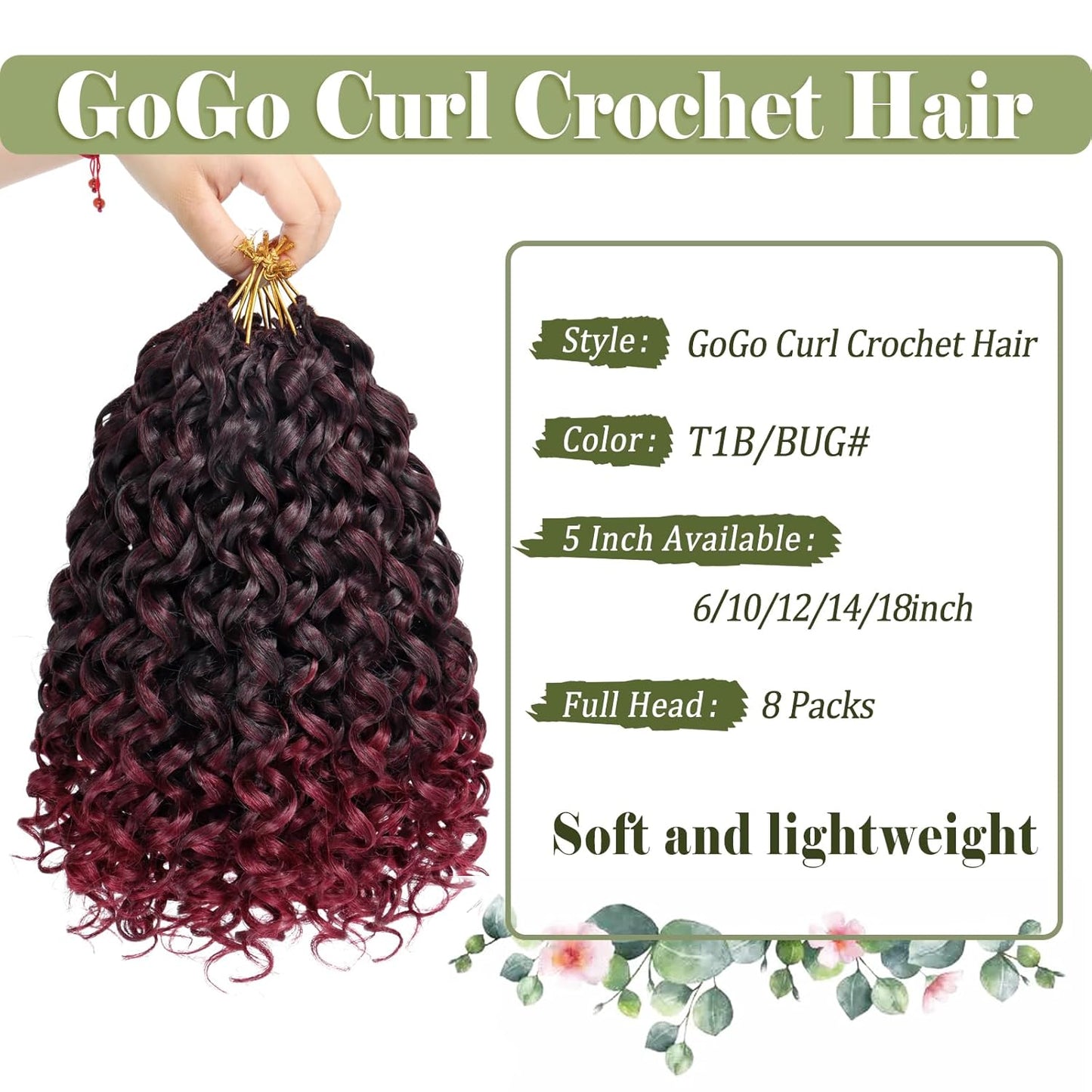 GoGo Curl Crochet Hair 10 Inch - 8 Packs Ombre Brown Water Wave Extensions for Black Women