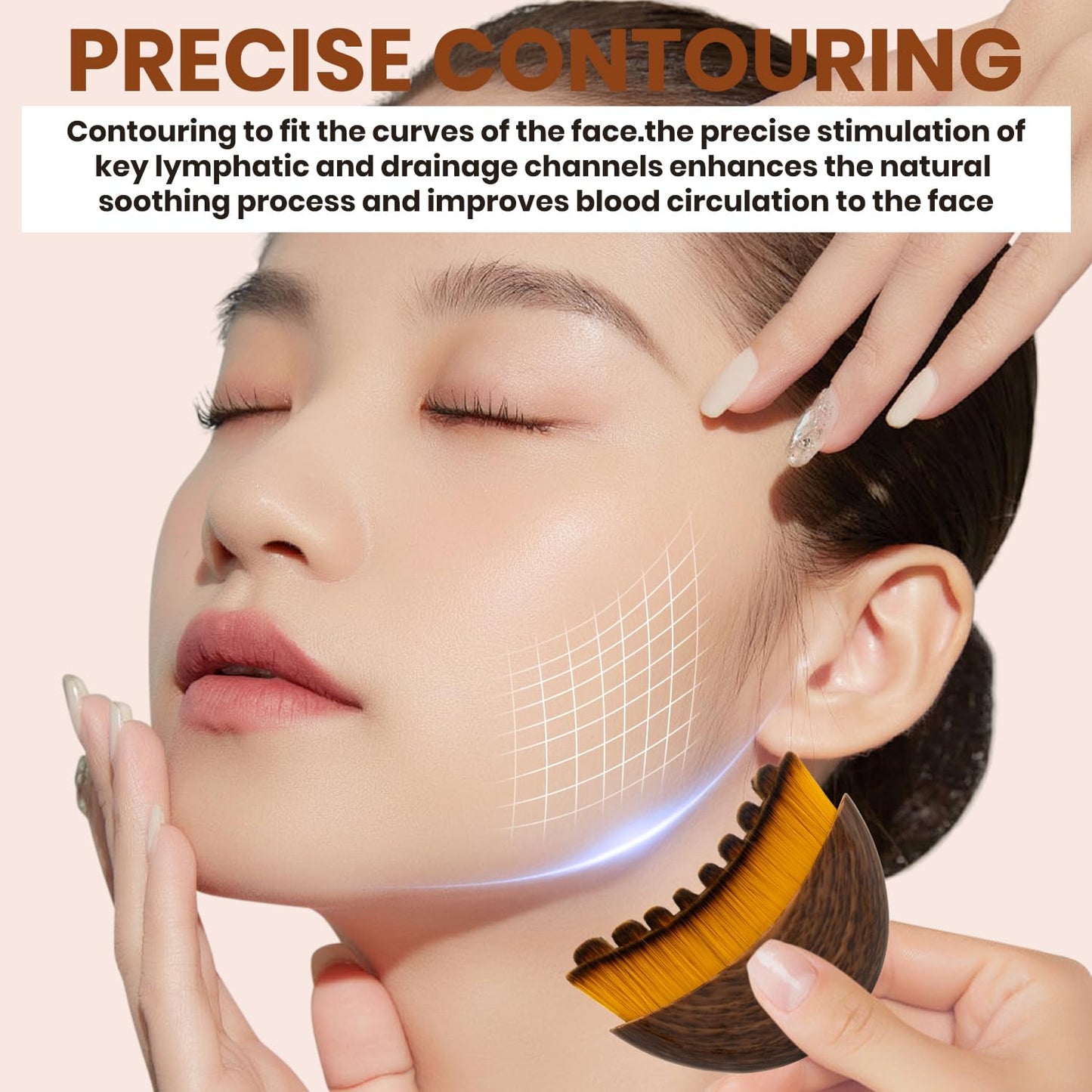 2Pack Lymphatic Contour Face Brush, Lymphatic Drainage Brush, Dry Brushing Face Brush, Lymphatic Drainage Massager for Face, Designed for The Face Gentle Enough for Daily Use(2pcs Brown)