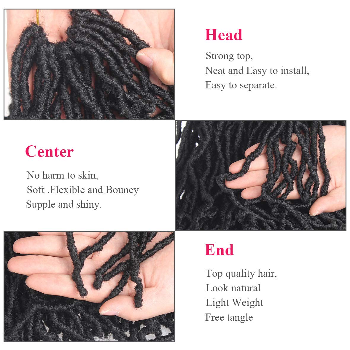 Faux Locs Crochet Hair - 18 Inch Pre-Looped 7 Packs Soft Natural Black Goddess Locs for Women