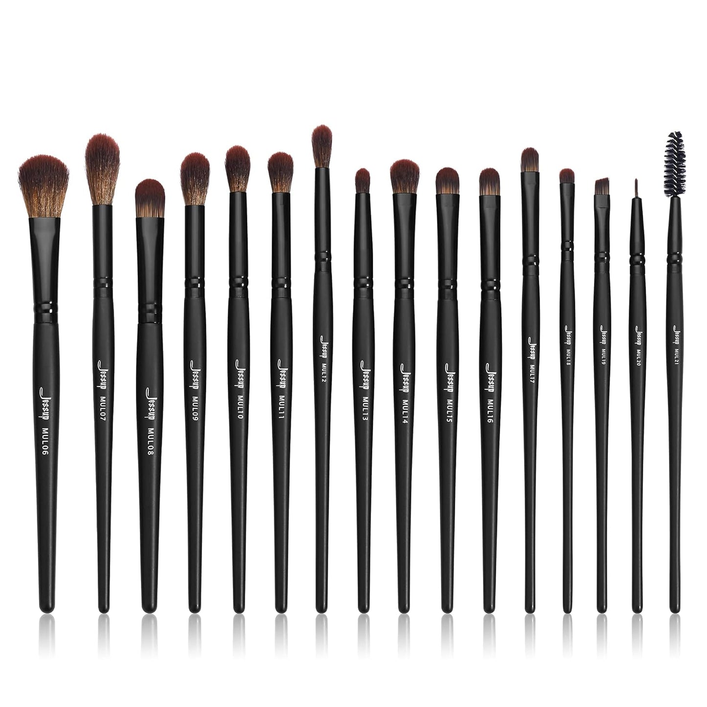 Vegan Makeup Brush Set - 16pcs Premium Synthetic Eye Brushes for Blending, Eyeliner & Concealer