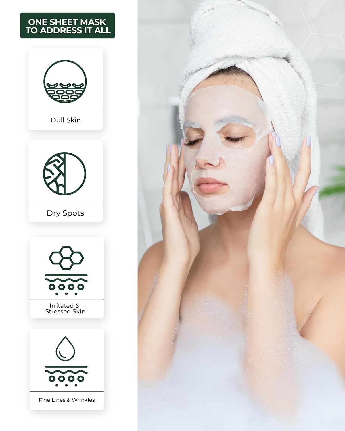 Madeca Mask 24 Pack - Wrinkle Revitalizing Face Sheet Masks with Centella Asiatica & Niacinamide for Skin Elasticity & Instant Lift
