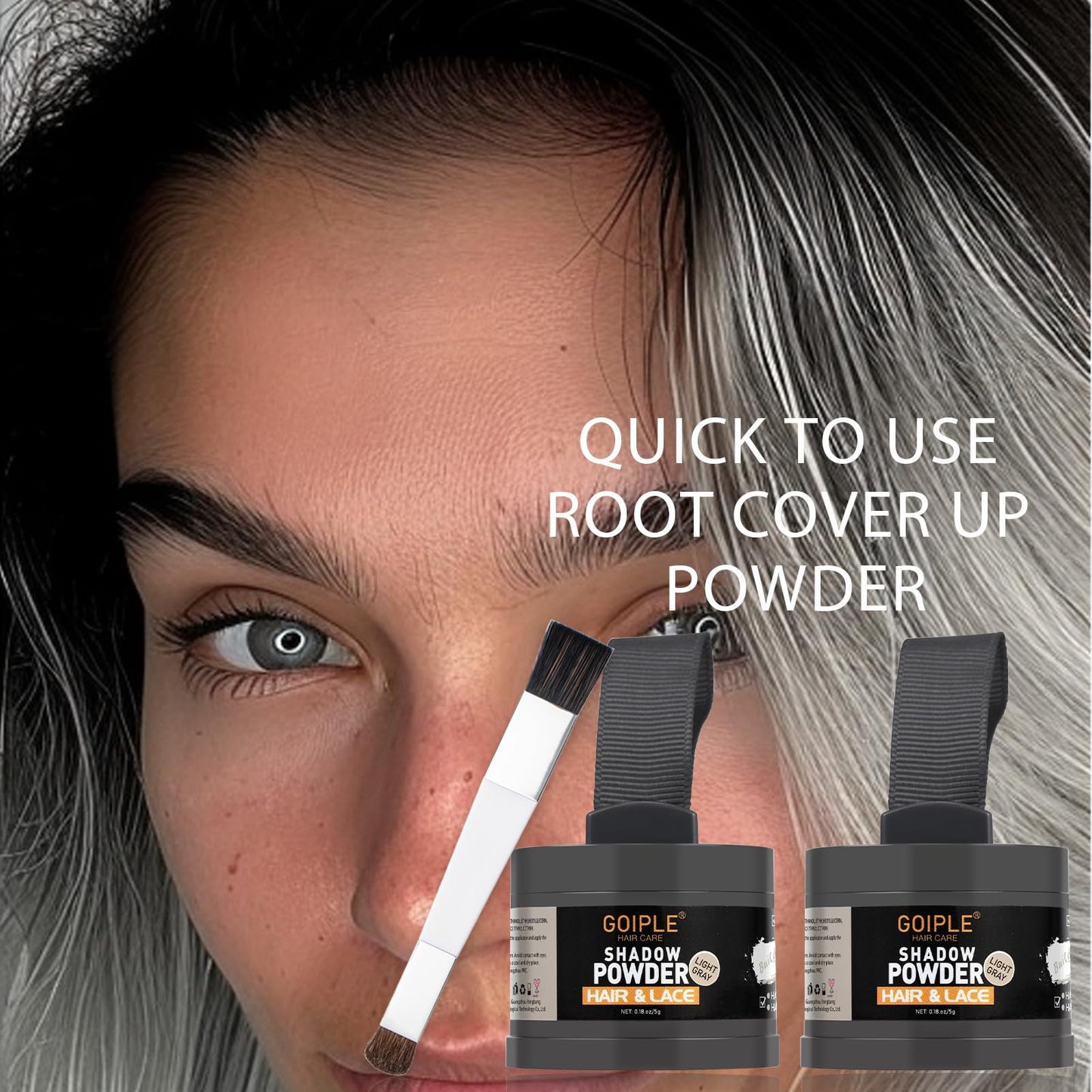 Lockmio Root Cover Up Powder for Women - Light Gray Hairline Powder for Bald Spots, Eyebrows, Beard Line, Light-Blonde Hair Fibers for Thinning Hair Shadow Powder 2 Pack