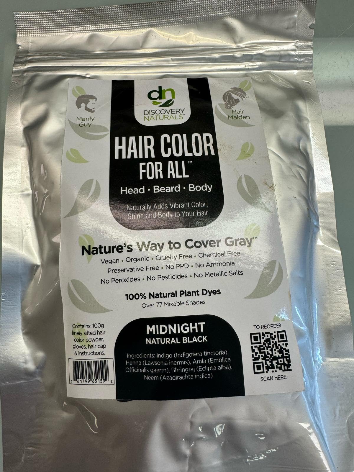 Black Henna Hair Color For All Kit | 100% All Natural Indigo Powder Hair Dye & Beard Dye (Midnight Natural Black) Organic, Herbal & Vegan Chemical & Cruelty Free Permanent Gray Coverage & Tinting