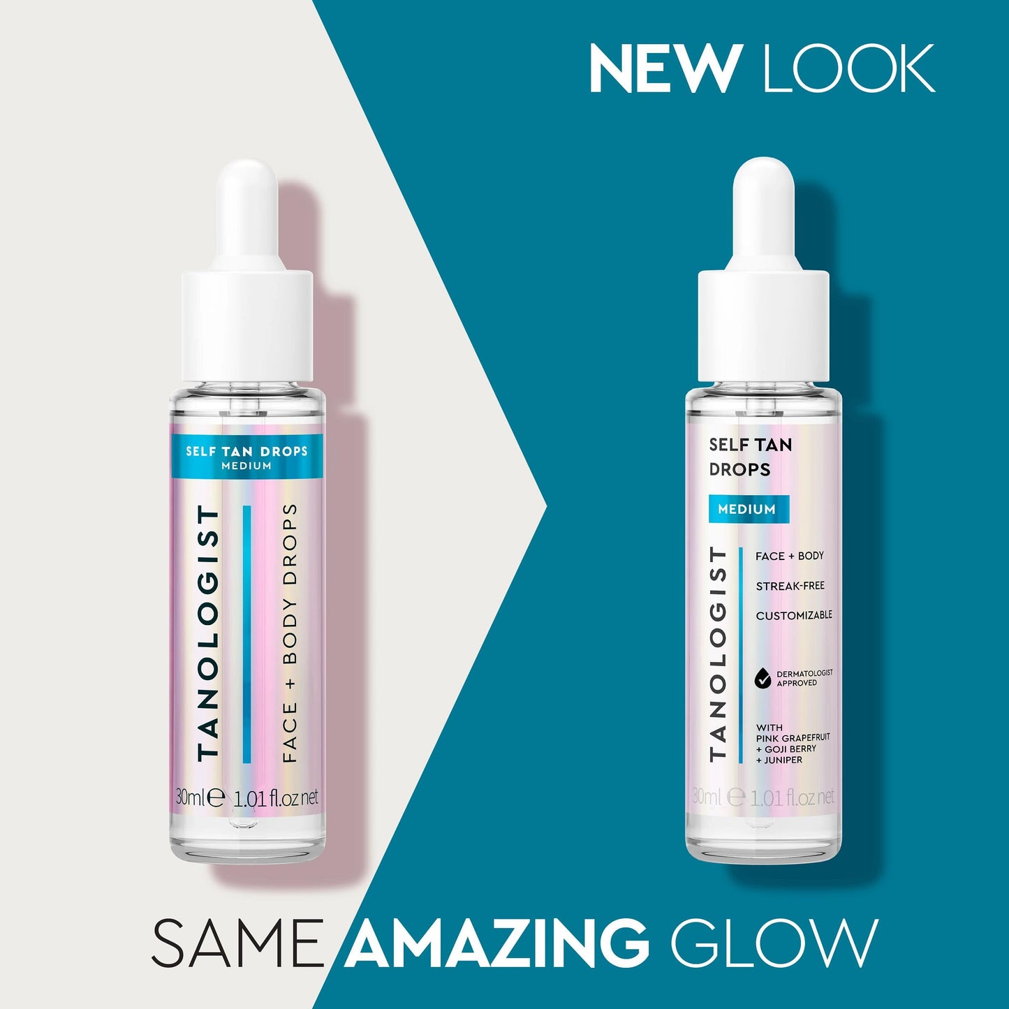 Tanologist Medium Self Tan Drops, Streak-Free Body & Face Tanning Drops, No Fake Tan Smell, For Moisturizer & Lotion, Bronzing Face Tanner, Skincare Ingredients, Vegan, 1.01 fl. oz/30 ml Bottle