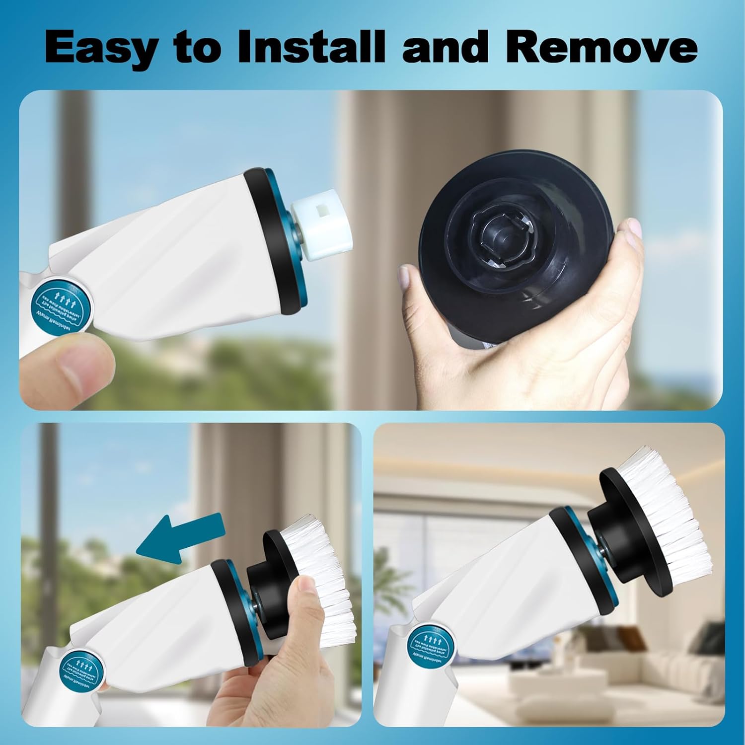 9-Pack Replaceable Brush Heads for Electric Spin Scrubber - Compatible with ANS-8051A & ANS-8050 for Bathroom & Kitchen Cleaning